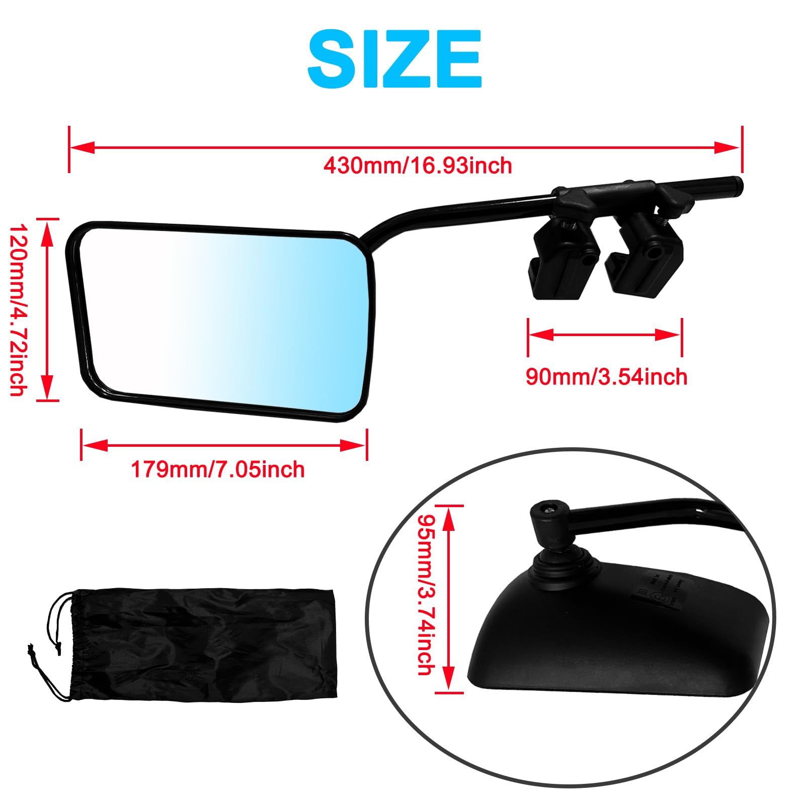 Universal Clip-On Towing Mirrors 1 Pair - 360° Adjustable External Mirror Extensions for Caravan, Truck & Trailer - Perfect for Safe Towing & Enhanced Rear Visibility While Driving