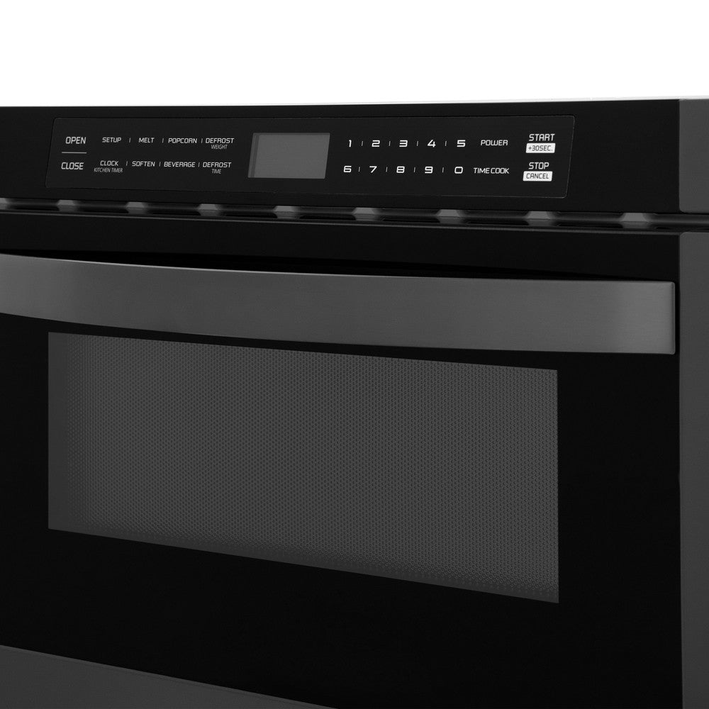 ZLINE 48-inch Black Stainless Steel Kitchen Package - Dual Fuel Range, Range Hood & Microwave Drawer (4KPR RABRH48 MW) | Premium Appliance Bundle for Modern Kitchens, Home Renovations & Chef-Inspired Cooking Spaces