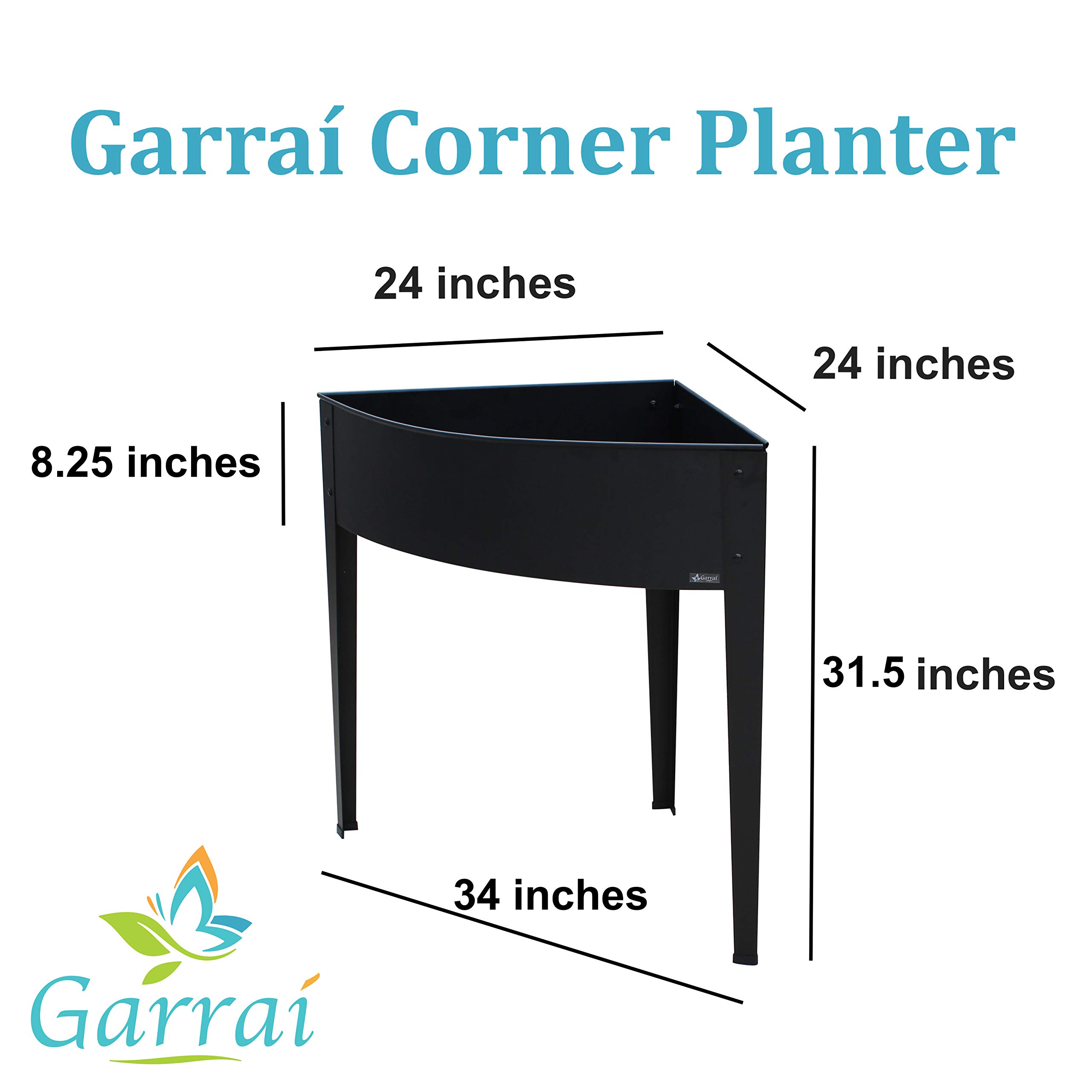 Sturdy Metal Corner Planter Stand for Raised Garden Bed - Indoor/Outdoor Flower Pot, Herb & Vegetable Container Gardening - Perfect for Small Spaces, Balconies & Patios