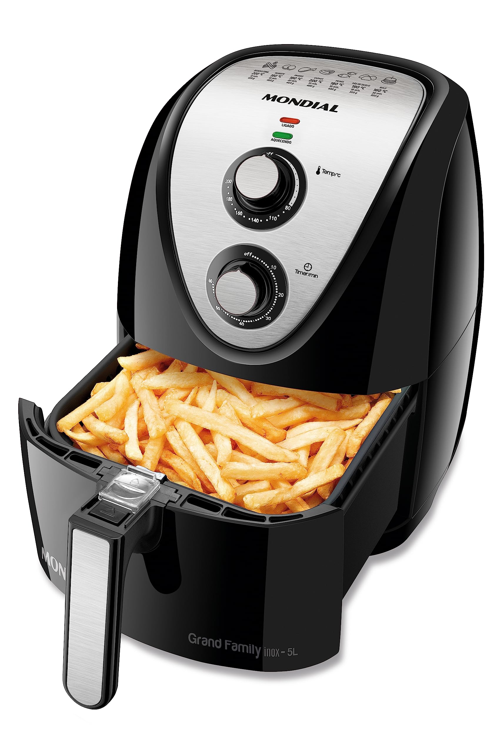 Mondial AFN-50-BI 5L Air Fryer - Oil Free Fryer, 1900W, 110V, Black/Stainless Steel - Perfect for Healthy Cooking, Crispy Snacks & Family Meals