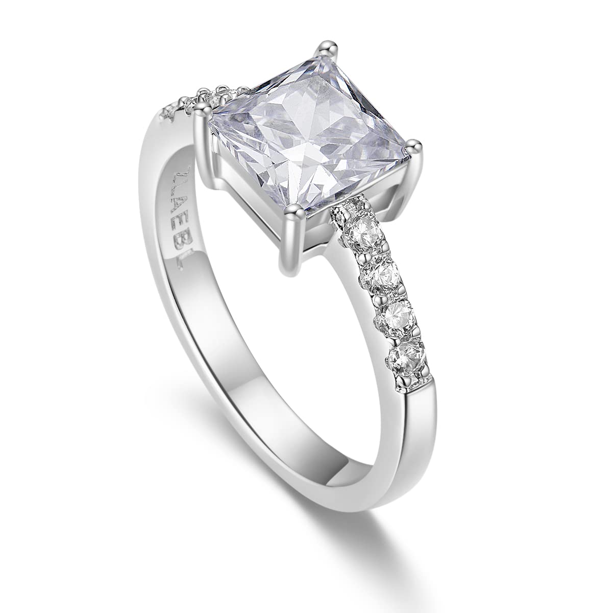 2.24 Carat (CTW) Princess Cut Moissanite Engagement Ring for Women - Platinum Plated Sterling Silver Wedding Band, Diamond Alternative Jewelry Gift for Her - Perfect for Proposals, Anniversaries & Special Occasions