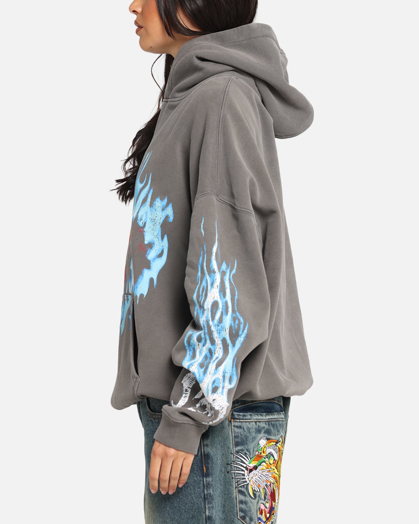 Premium Lord of The Rings Balrog Hoodie - Washed Charcoal - American Thrift - Cozy & Stylish for Movie Nights, Cosplay & Fantasy Fans