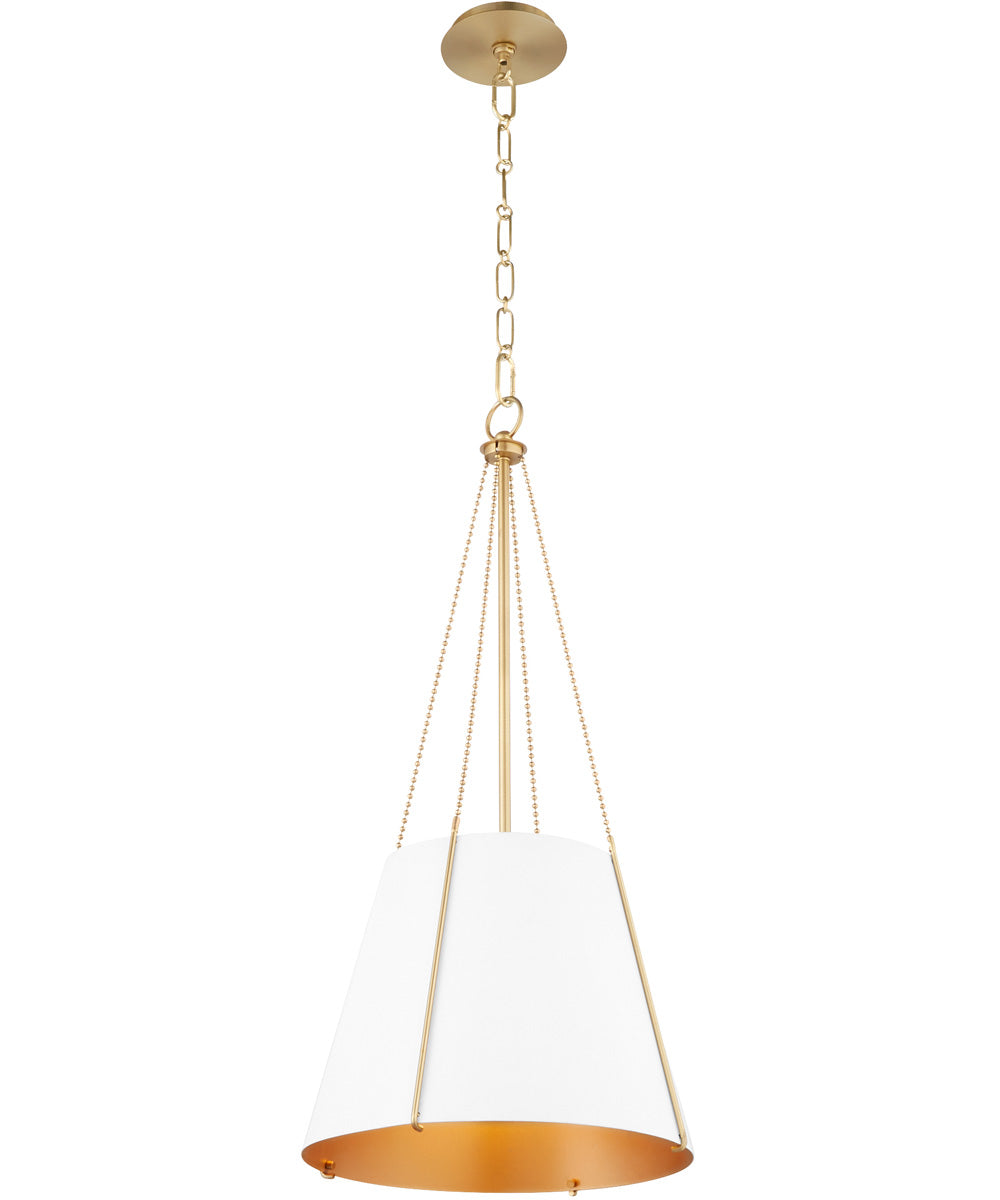 1 Light Pendant Studio White with Aged Brass Finish - Modern Ceiling Light Fixture for Living Room, Kitchen, or Dining Area