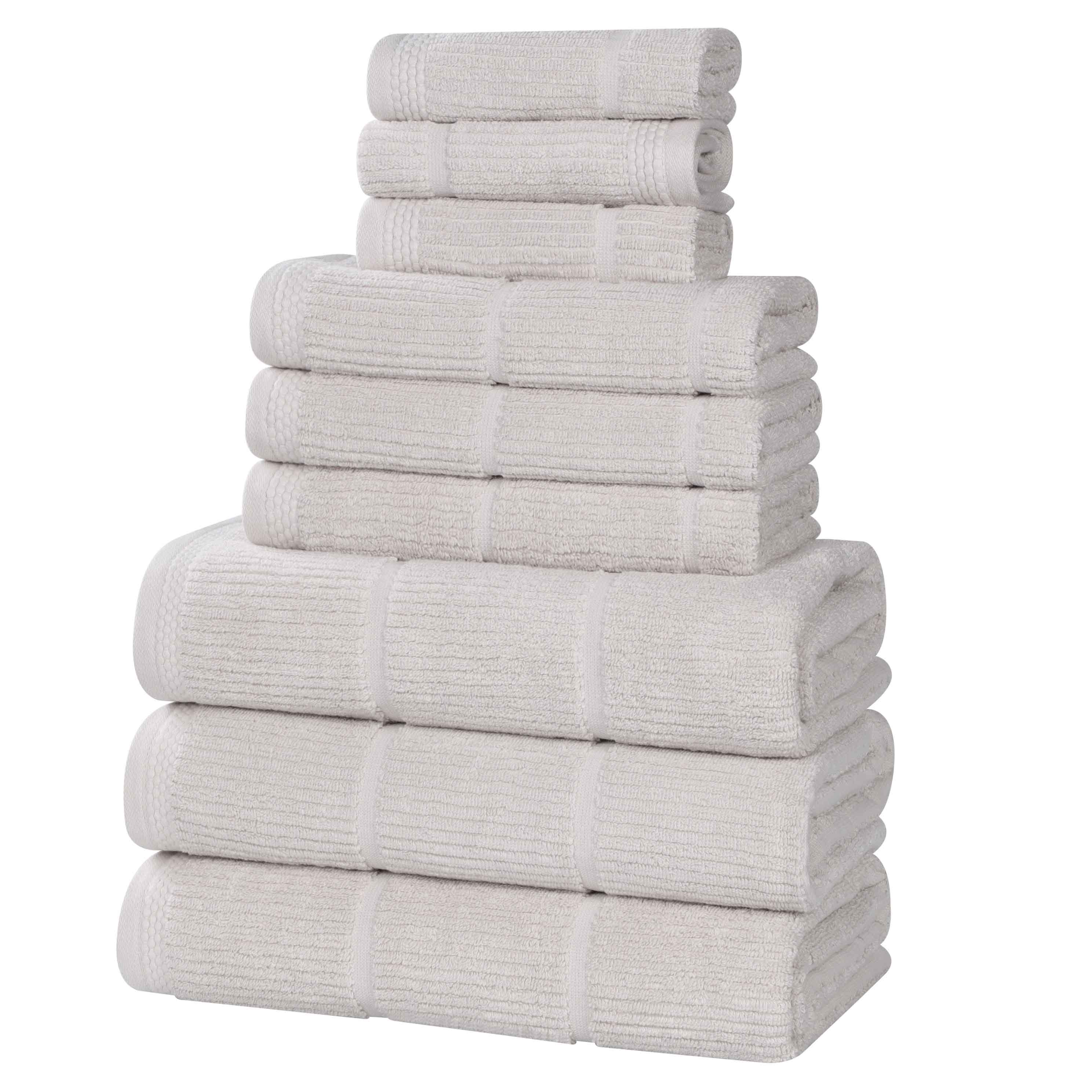 Milo Smart Twist Cotton Solid Ribbed Design 9-Piece Towel Set | Ultra Soft & Absorbent Bath Towels for Spa, Gym & Luxury Home Use