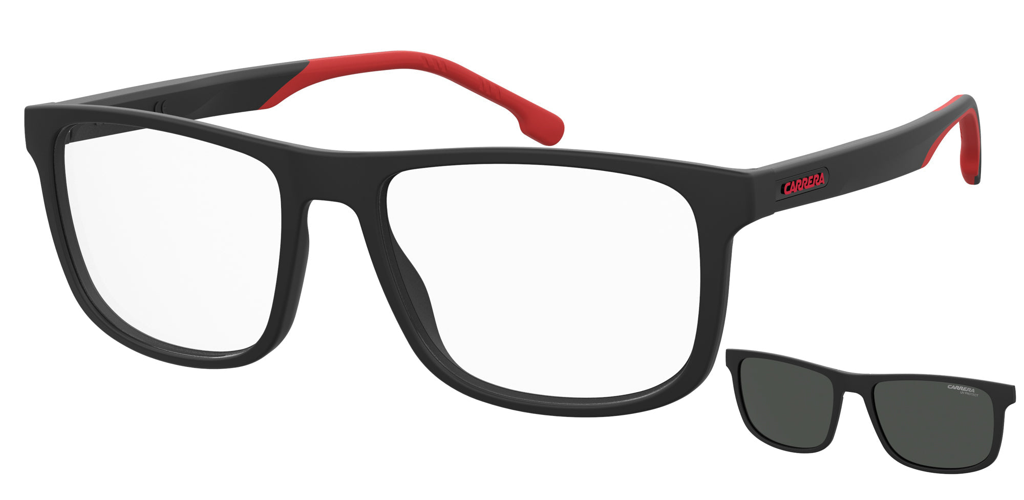 Carrera 8057/CS Clip-On Sunglasses - Polarized UV Protection for Men & Women - Perfect for Driving, Running, and Outdoor Sports
