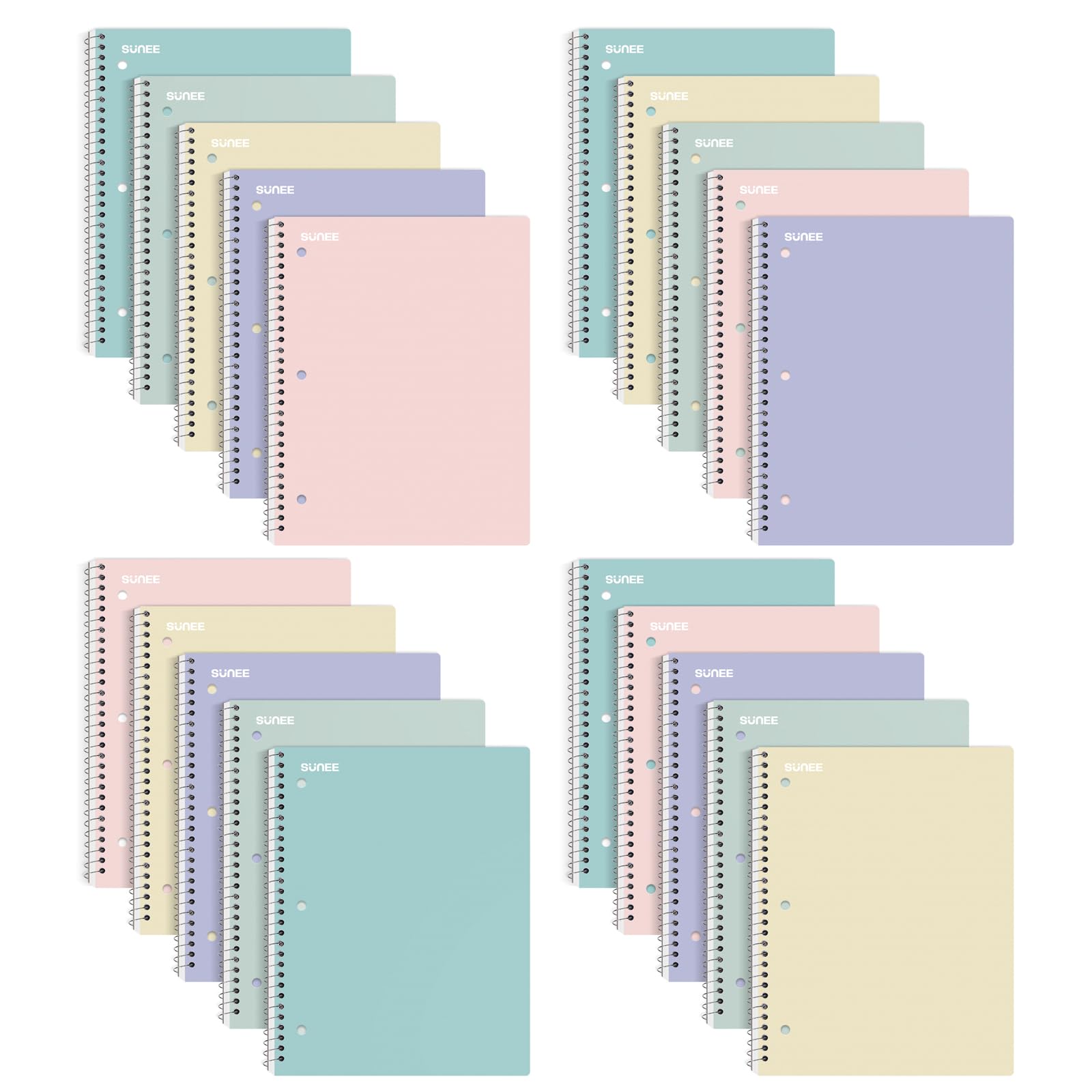 SUNEE 1-Subject Spiral Notebooks 20 Pack - College Ruled 8
