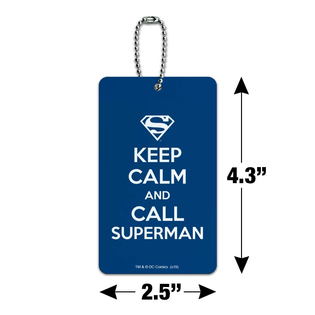 Superman Keep Calm and Call Luggage Tag - Durable Suitcase ID Card for Carry-On Bags - Perfect for Travel, Business Trips & Vacation Identification