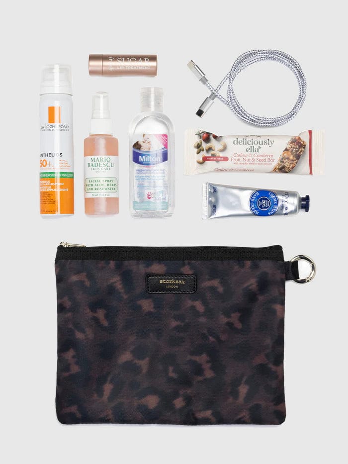 Storksak Parent Pouch Set - Black & Leopard Print Diaper Bag for Moms | Perfect for Baby Essentials, Travel & Everyday Use