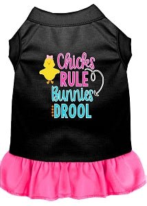 Chicks Rule Screen Print Dog Dress - Cute & Colorful Pet Outfits for Small & Medium Dogs - Perfect for Parties, Photos & Daily Walks