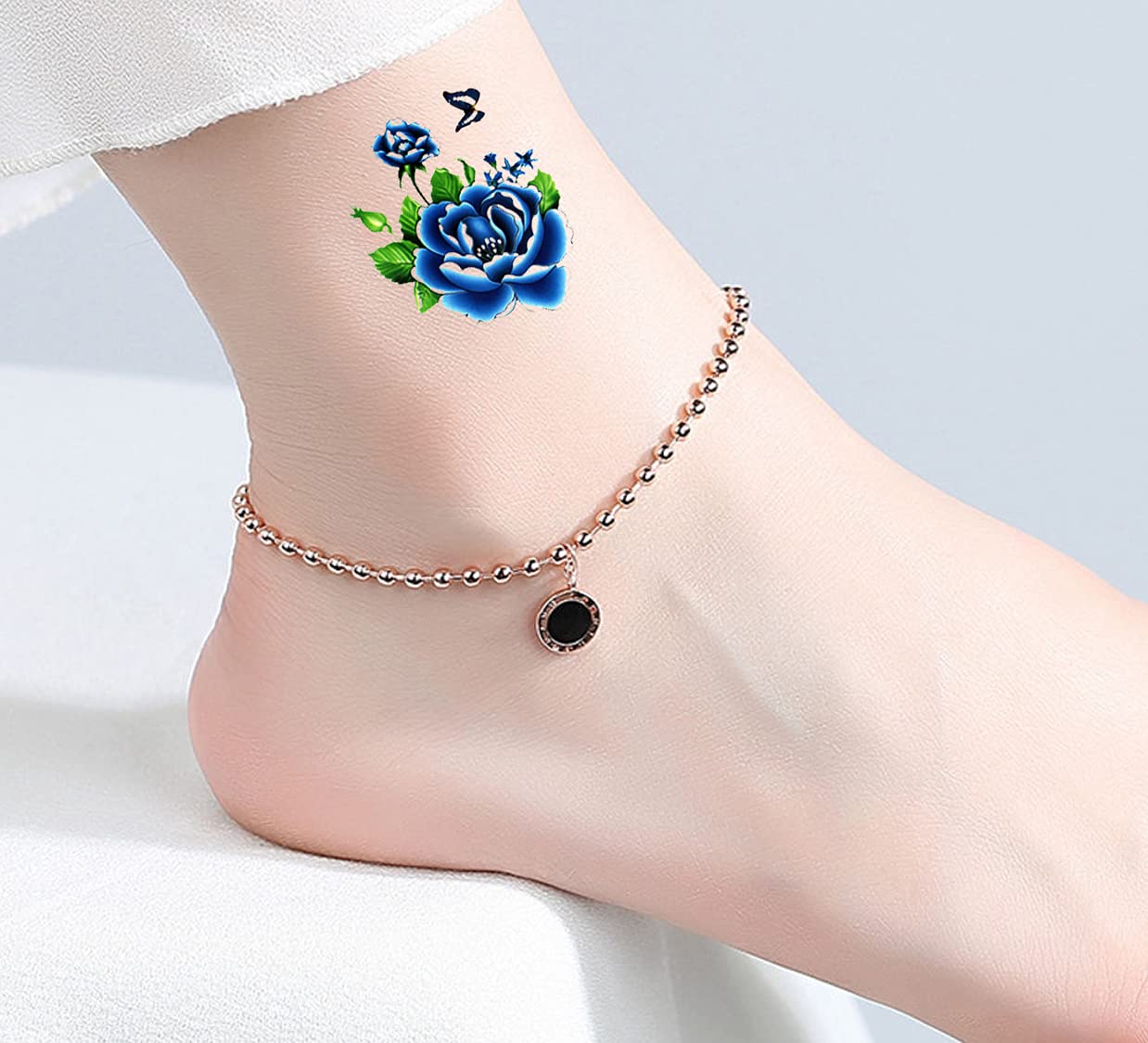 Waterproof Temporary Tattoo Stickers for Men & Women - 3D Realistic Flowers, Butterflies, Stars, Angels, Wolves & Armband Designs (19x9cm) | Perfect for Parties, Costumes, Halloween & Body Art | TBX-9035
