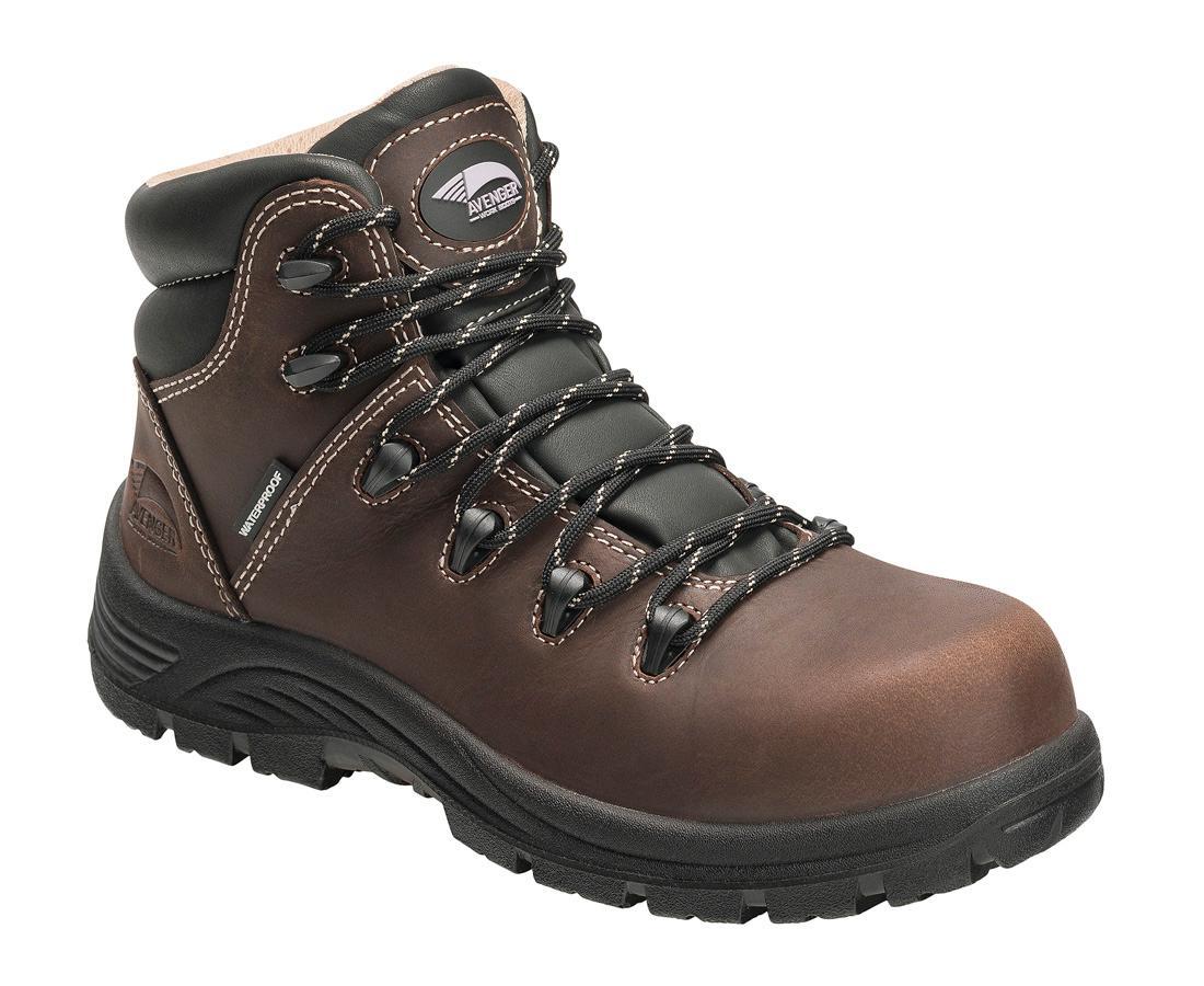 Framer Women's Puncture Resistant Composite Toe Work Boots - Brown Safety Shoes for Construction, Warehouse & Outdoor Work
