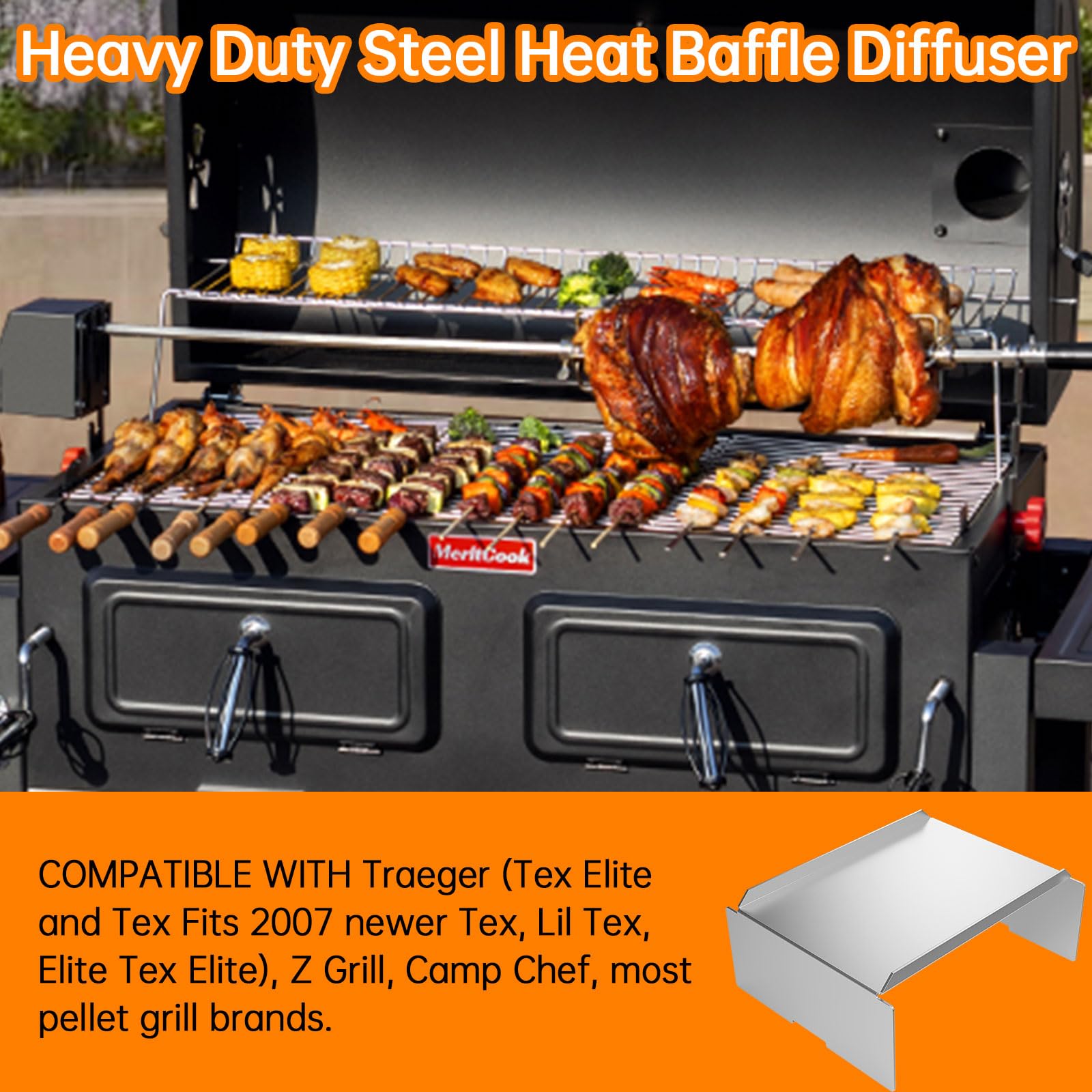 Heavy Duty Stainless Steel Heat Baffle Diffuser for Traeger & Camp Chef Pellet Grills - Universal Replacement Part for Most Pellet Grill Brands | Perfect for Smoking, Grilling & BBQ Outdoor Cooking