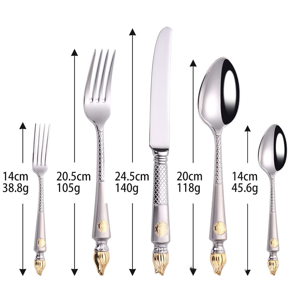 Premium 40-Piece Stainless Steel Flatware Set - Service for 8 with Spoons, Forks & Knives - Mirror Polished & Dishwasher Safe Cutlery for Home Dining, Parties & Everyday Use