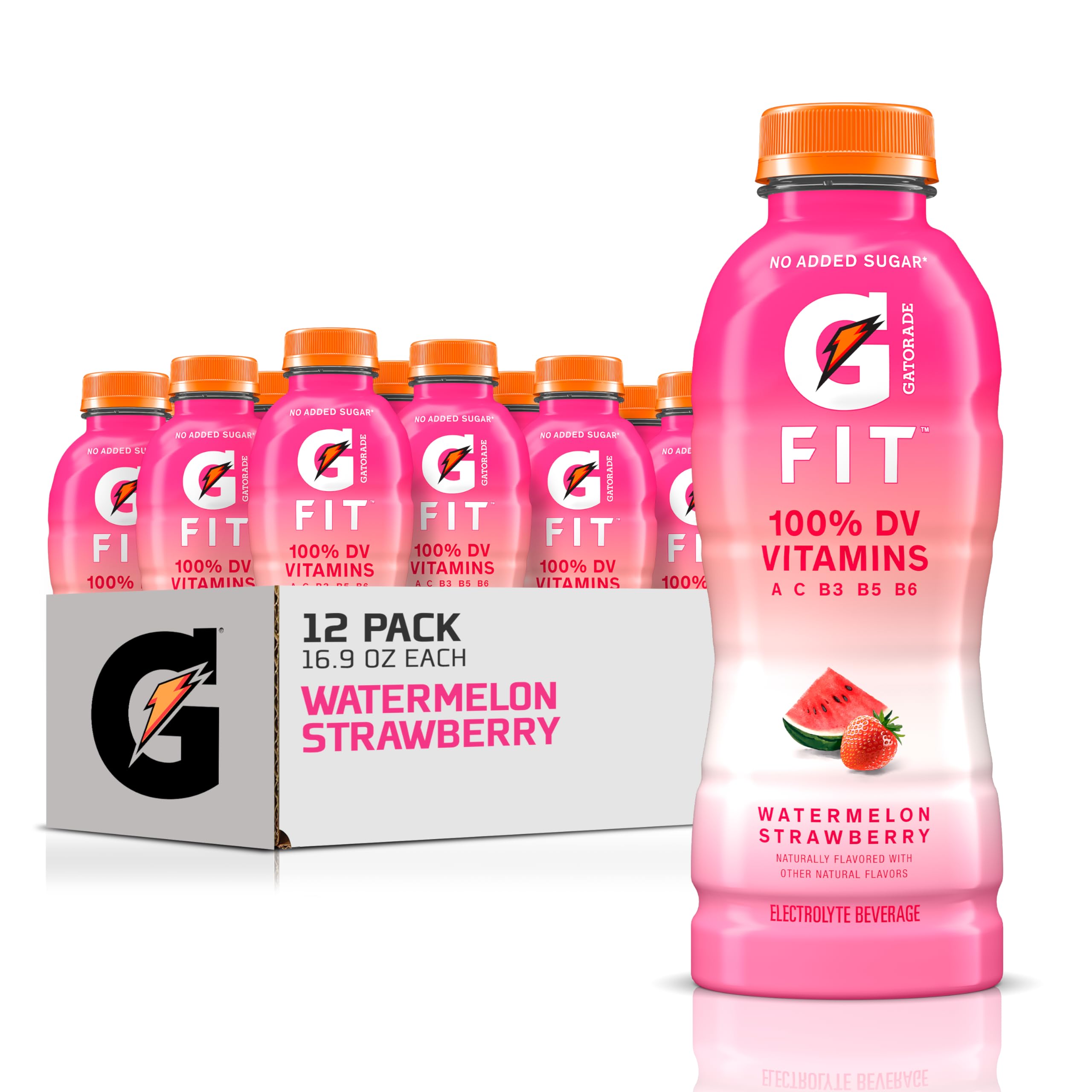 Gatorade Fit Electrolyte Hydration Drink - Healthy Sports Beverage with Watermelon Strawberry Flavor, 16.9 oz Bottles (12 Pack) - Perfect for Workouts, Running & Post-Exercise Recovery