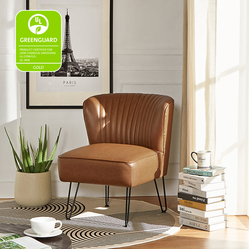 Annabella Vegan Leather Side Chair with Metal Base - Modern Dining & Office Accent Chair for Home & Workspace