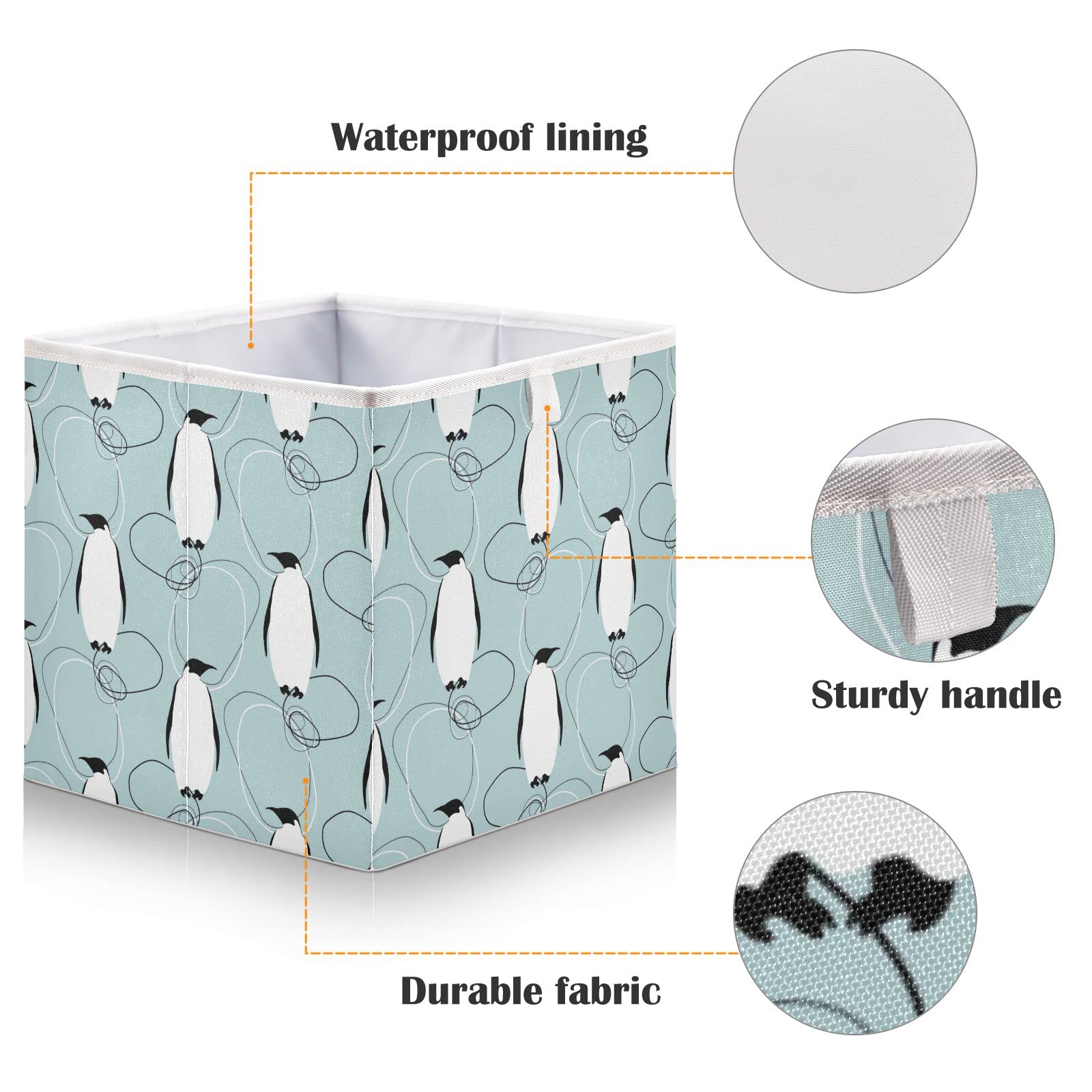 Penguin Fabric Storage Bin - Collapsible Waterproof Organizer for Clothes & Toys | Perfect for Shelves & Drawers
