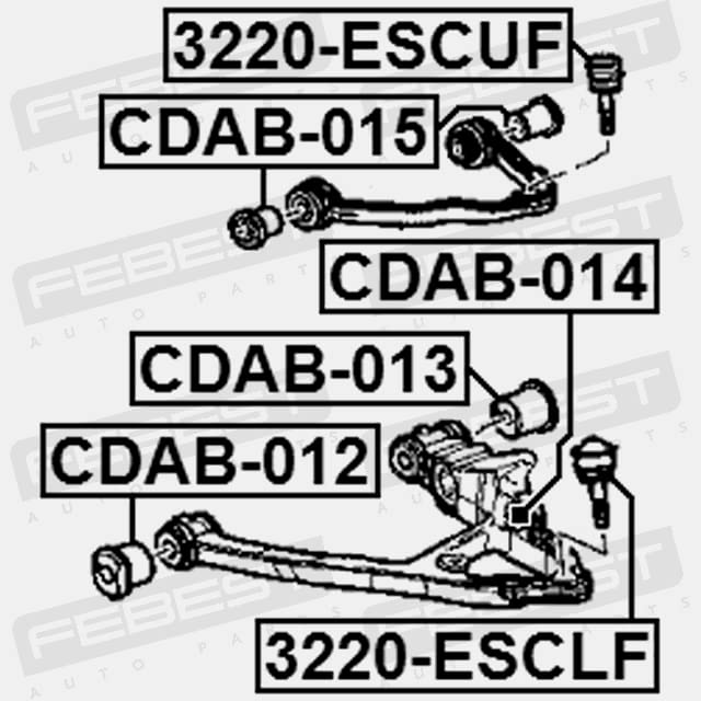 Febest CDAB-013 Front Lower Arm Bushing - OEM 12475480 Replacement Part for Smooth Suspension Performance | Perfect for Car Repairs & Maintenance