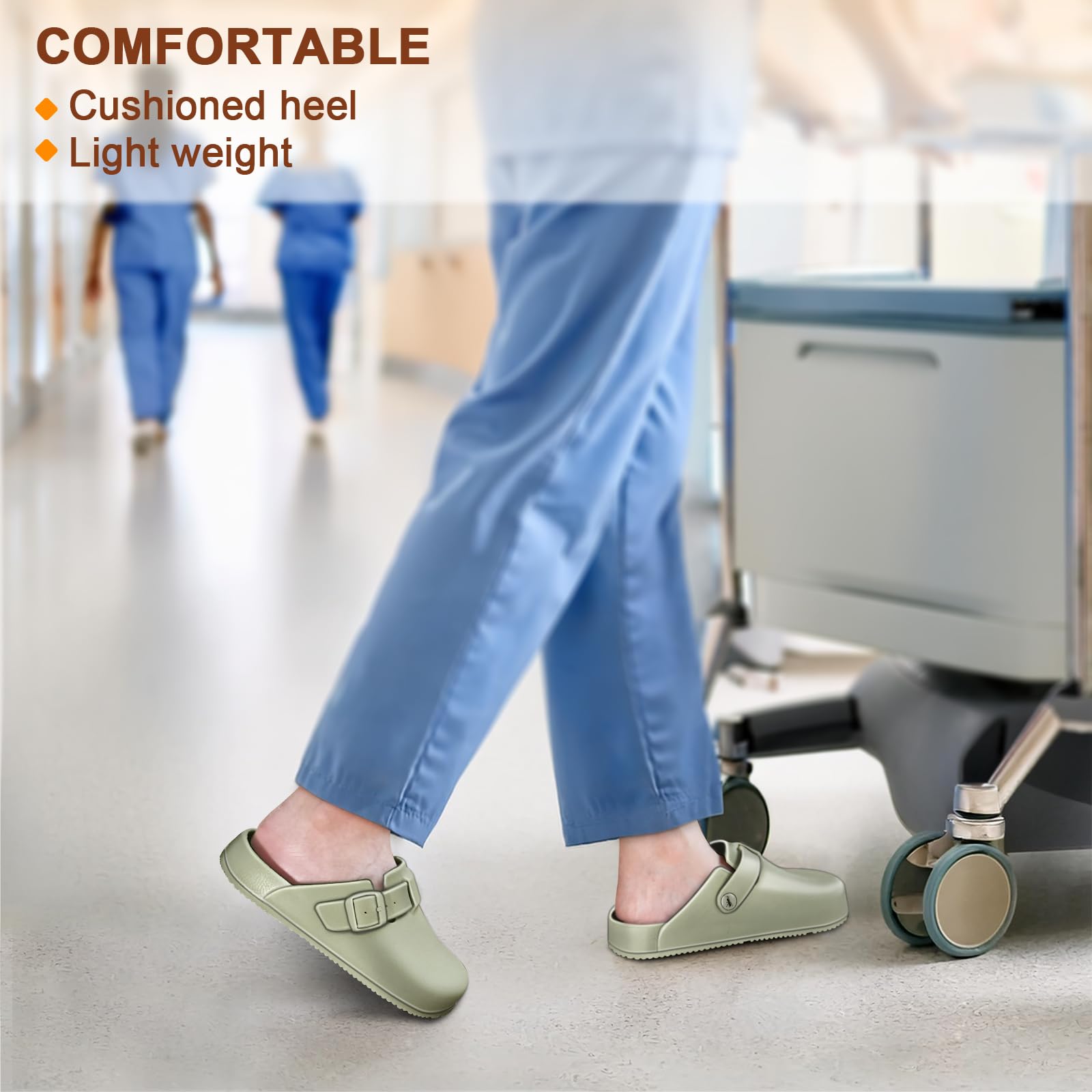 BigAnt Women's Slip-On Clogs - Comfortable Nurse Shoes for Healthcare Workers, Garden & Work Mules - Non-Slip Indoor/Outdoor Shoes for Hospital, Clinic & Yard Work