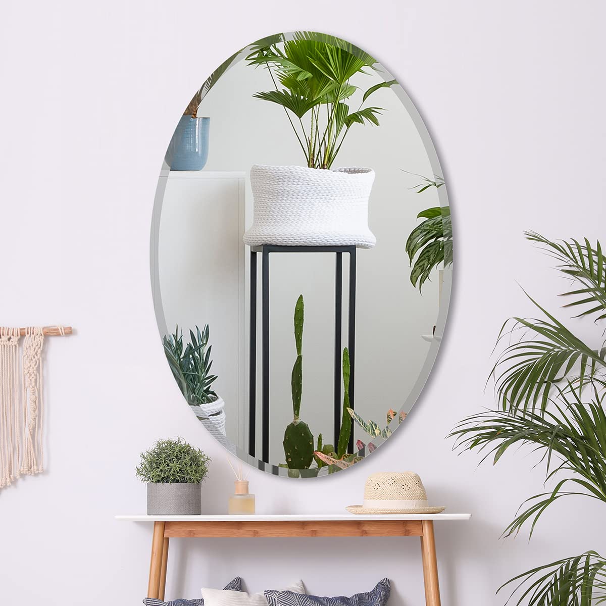 34x23 Inch Oval Bathroom Mirror - Frameless Beveled Edge Vanity Mirror for Wall Mounting, Horizontal or Vertical Installation - Perfect for Bathroom, Bedroom, and Home Décor