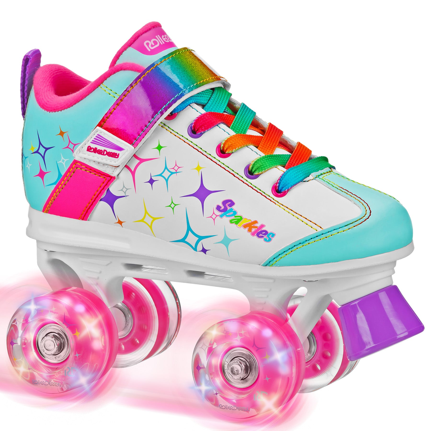 Sparkles LED Light Up Roller Skates for Girls - Glow in The Dark Wheels, Adjustable Sizes, Perfect for Birthday Gifts & Outdoor Fun