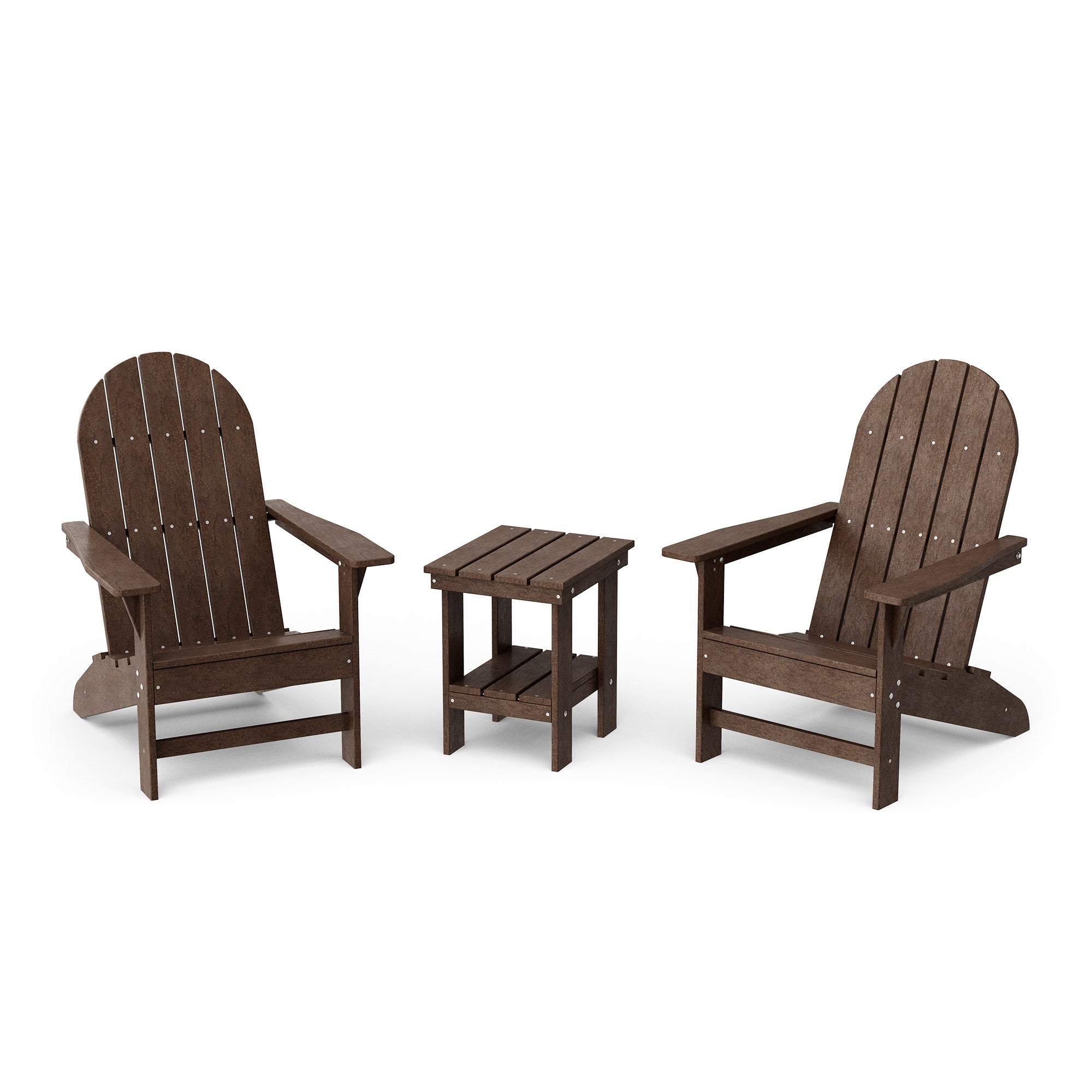 Freedom 3-Piece Traditional Adirondack Chair Set with Side Table - Outdoor Patio Furniture for Garden, Deck, Poolside & Backyard Relaxation