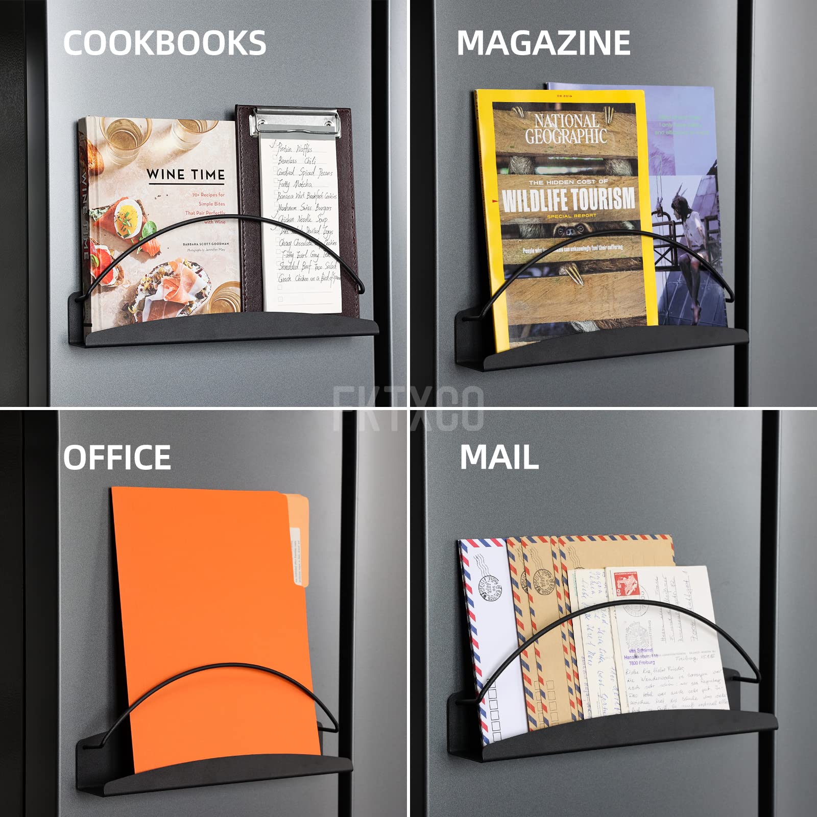 Magnetic File Holder & Organizer - Black Folder, Magazine, Paper, Mail & Book Holder for Whiteboard, File Cabinet, Refrigerator - Perfect for Office, Home & Kitchen Organization