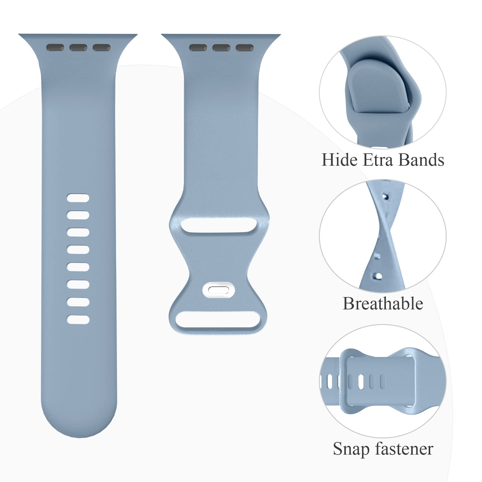 6 Pack Soft Silicone Sport Bands Compatible with Apple Watch Series SE/Ultra/8/7/6/5/4/3/2/1 - 38mm 40mm 41mm 42mm 44mm 45mm 49mm Waterproof Replacement Strap for Men & Women - Perfect for Gym, Running, Swimming & Daily Wear