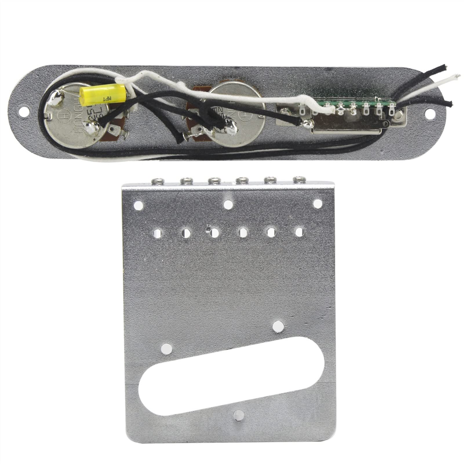 3 Way Wired Loaded Prewired Control Plate & Electric Guitar Bridge Set - Replacement Parts for TL Guitar Bridge | Perfect for DIY Guitar Repair & Upgrades