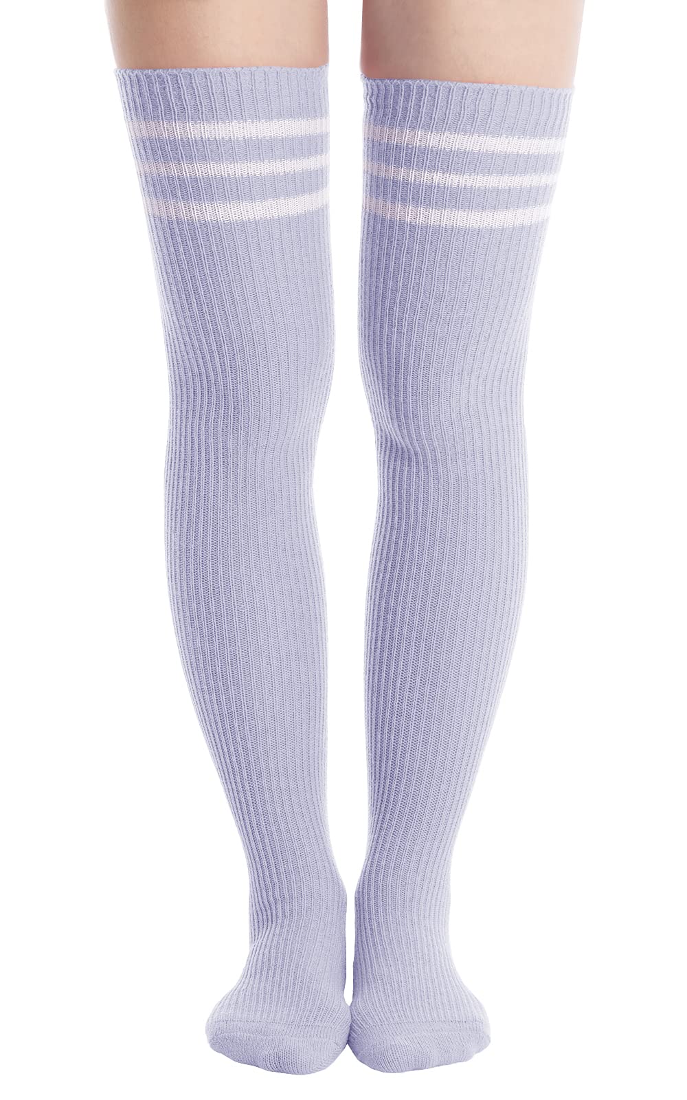 Abodhu Women's Thigh High Socks - Striped Over Knee Stockings for Women | Soft Knit Long Socks for Cosplay, Casual Wear & Winter Outfits | Perfect for Halloween Costumes, Office Attire & Everyday Fashion
