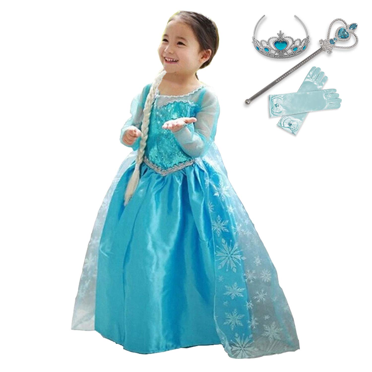 Princess Costume for Girls - Elegant Birthday Party Dress, Kids Cosplay Outfit for Halloween, Dress-Up Play & Fairy Tale Theme Events