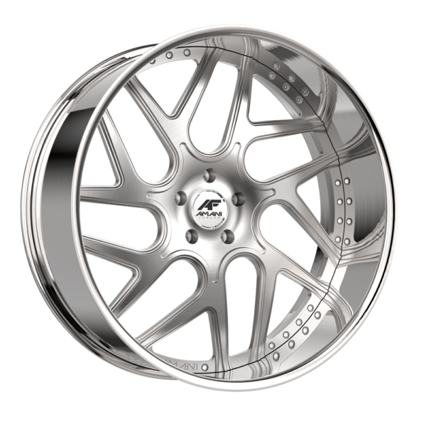 Amani Forged 22x9 / 22x10 Apollo Brush Center Chrome Lip 1/5mm Wheels - Premium Alloy Rims for Trucks & SUVs - Perfect for Off-Roading & Custom Car Upgrades