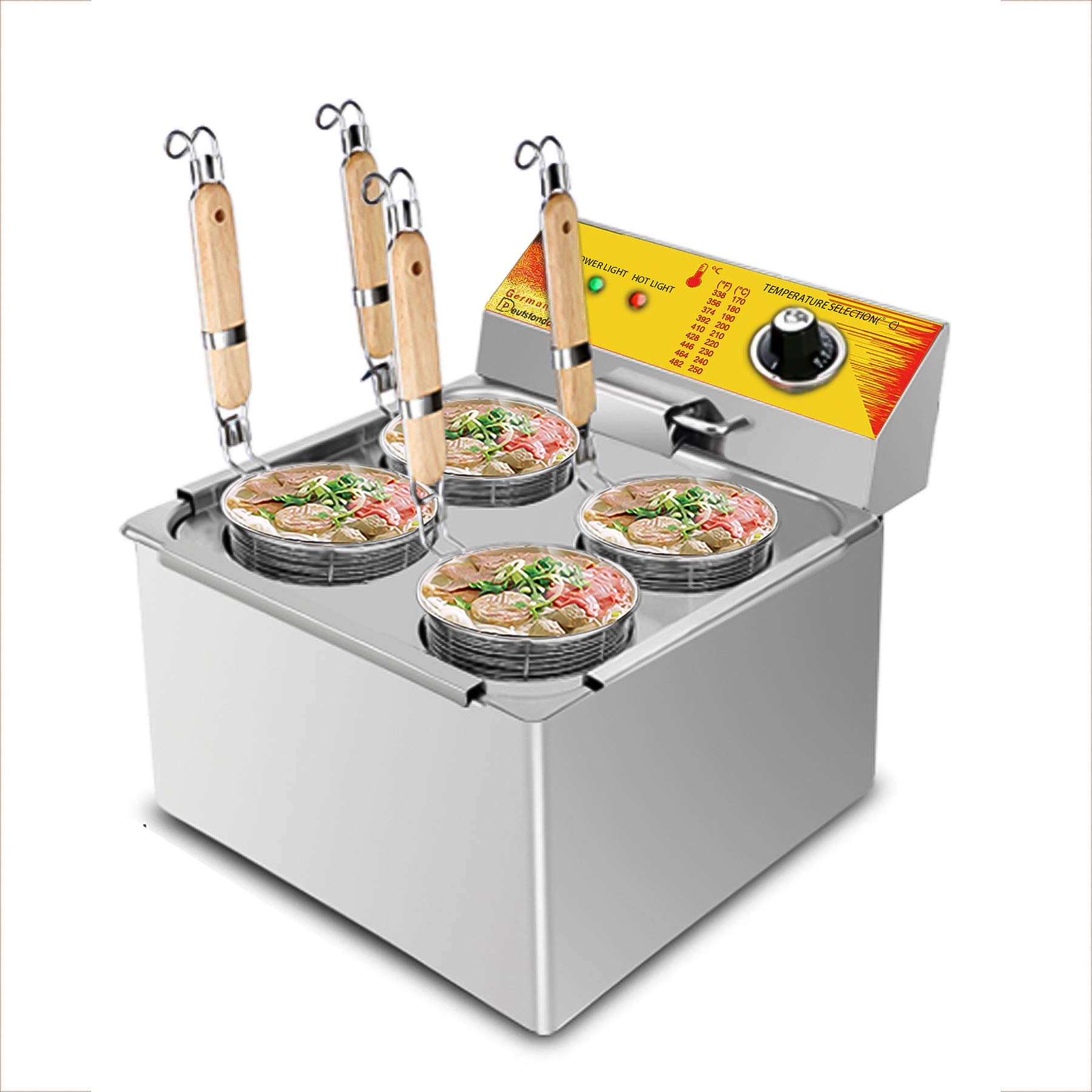 ALDKitchen Electric Pasta Maker & Noodle Cooker - 4-Piece Stainless Steel Hot Pot Set for Pasta, Ramen & Dumplings (110V) | Perfect for Home Cooking, Restaurant Use & Party Serving