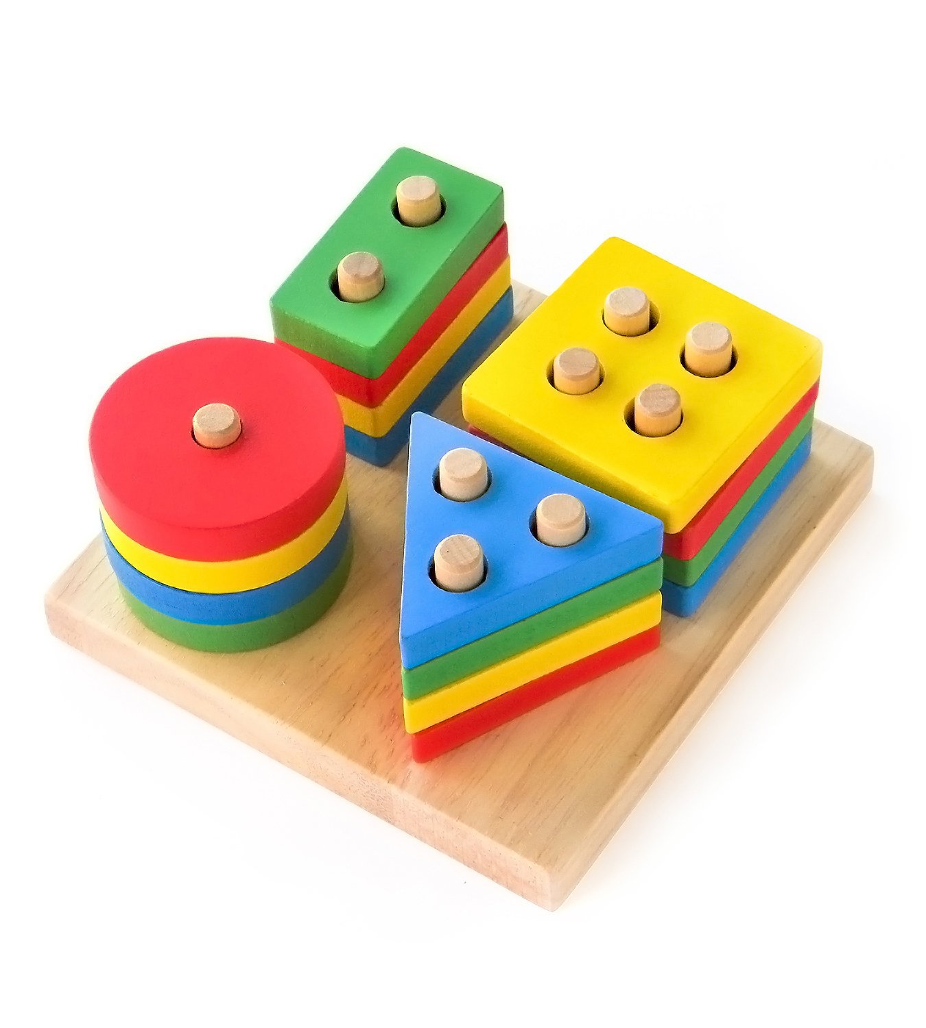 Montessori Wooden Stacking Toys for Toddlers 1-3 - Educational Shape Sorter & Color Recognition - Perfect for Early Learning & Gifts