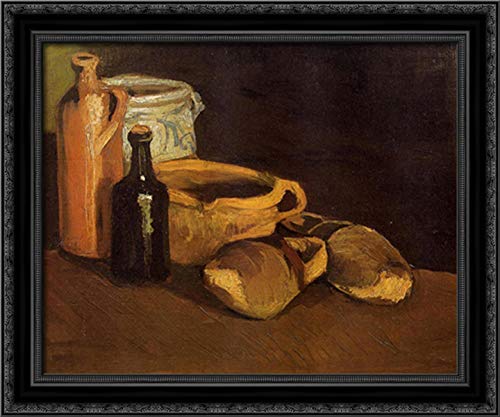 Vincent van Gogh Still Life With Clogs and Pots - 24x20 Black Ornate Wood Framed Canvas Art Print - Perfect for Living Room, Bedroom Decor & Gift