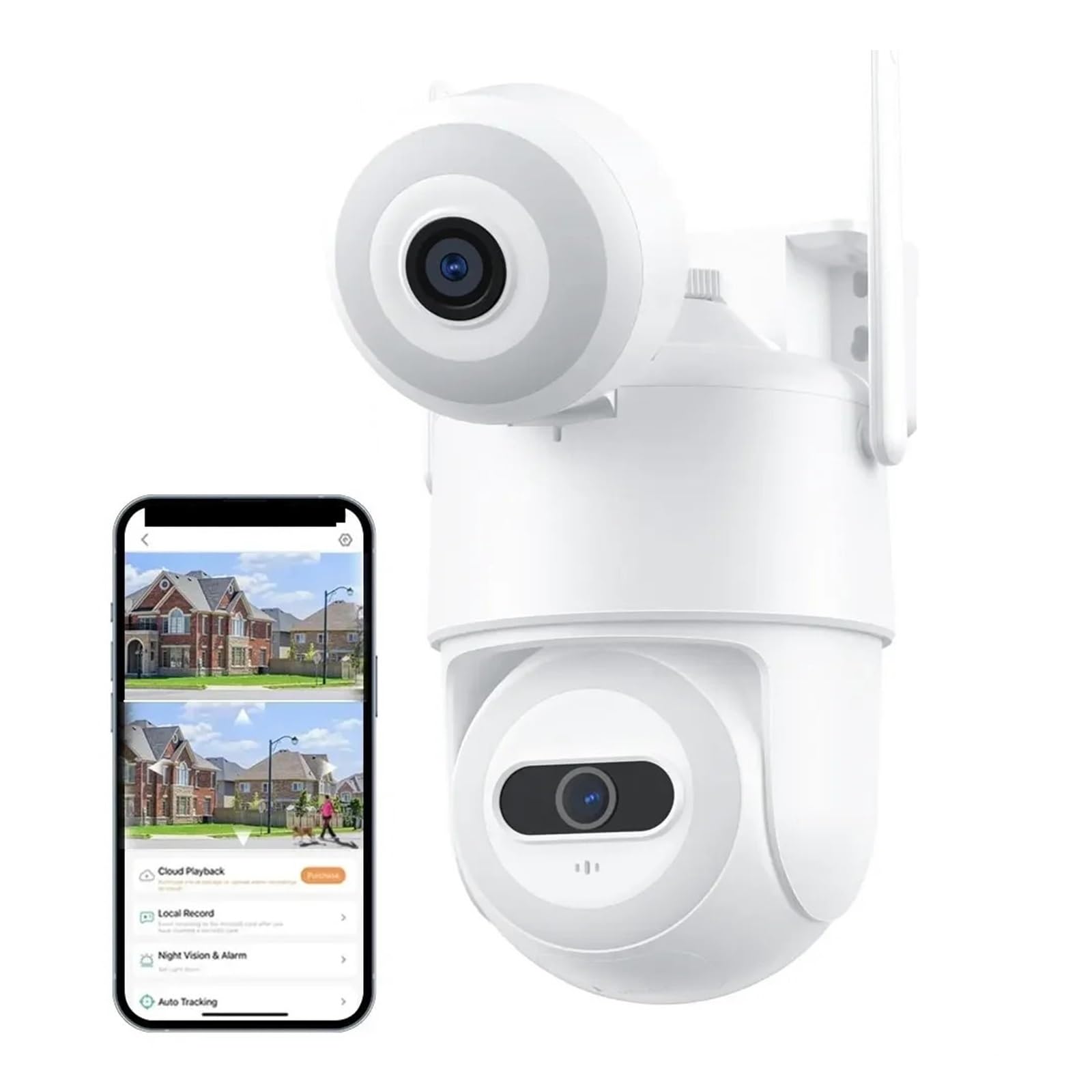 8MP PTZ Dual Screen AI Auto Tracking Night Vision Outdoor Security IP Camera with 32GB Card - Motion Detection, CCTV Surveillance for Home & Business Security - Ideal for Monitoring Backyards, Driveways, and Offices
