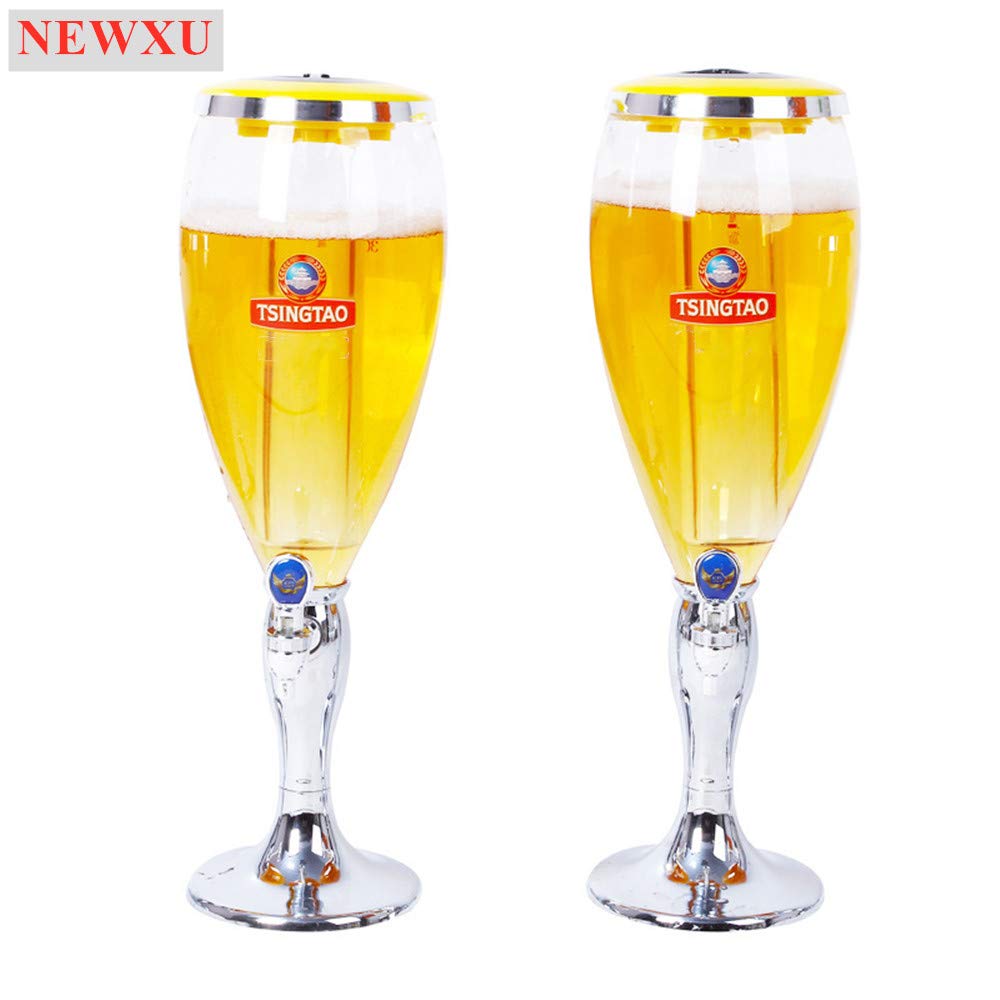 LED Color Changing 3L Tabletop Wine Beer Tower Dispenser - Silver Beverage Juice Server for Bar, Party, Restaurant, KTV & BBQ | Perfect for Weddings, Birthday Celebrations & Outdoor Gatherings
