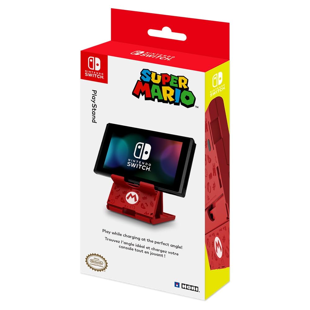 HORI Compact PlayStand - Mario Edition, Officially Licensed by Nintendo - Adjustable Stand for Nintendo Switch - Perfect for Gaming at Home or Travel