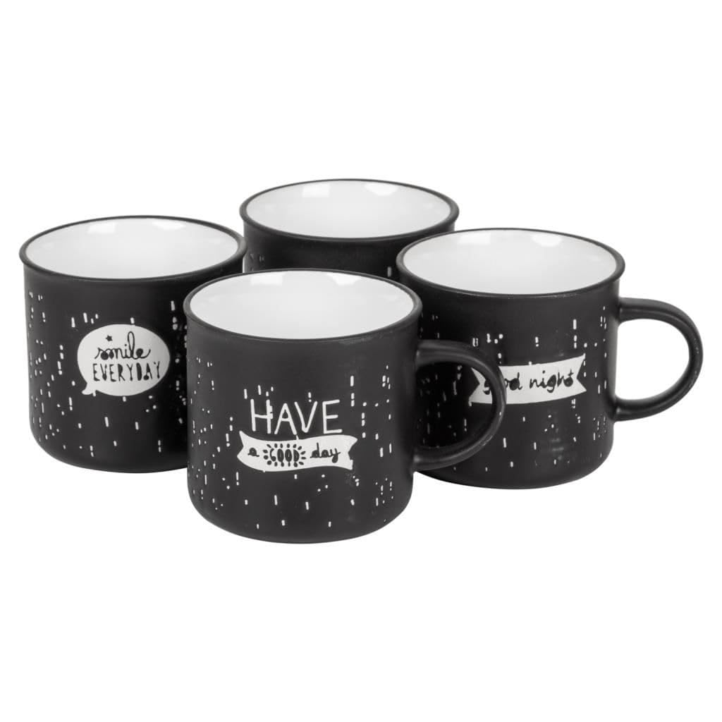 **Creations Meng 15493 Stoneware Breakfast Cups Set - 4-Piece Multicolor Coffee & Tea Mugs (18 x 18 x 7 cm) - Perfect for Morning Coffee, Afternoon Tea, or Office Use**