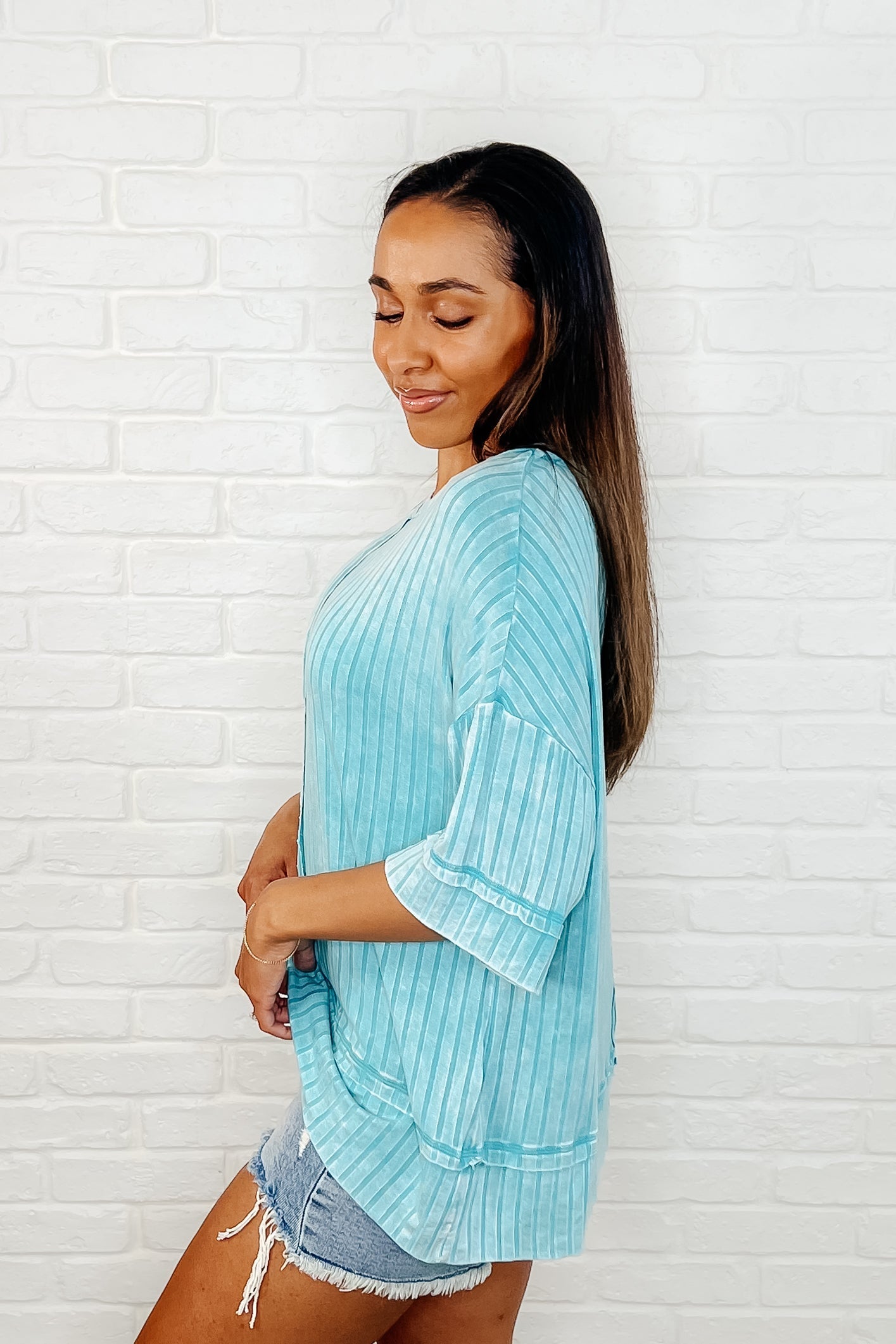 Oversized Basic Top in Turquoise | Loose Fit Casual T-Shirt for Women | Perfect for Everyday Wear, Lounge & Street Style