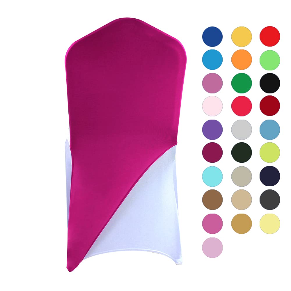 Fuchsia Chair Cap Covers - 20pcs Chair Hood Sash & Hat Bands for Wedding, Banquet, and Party Decorations