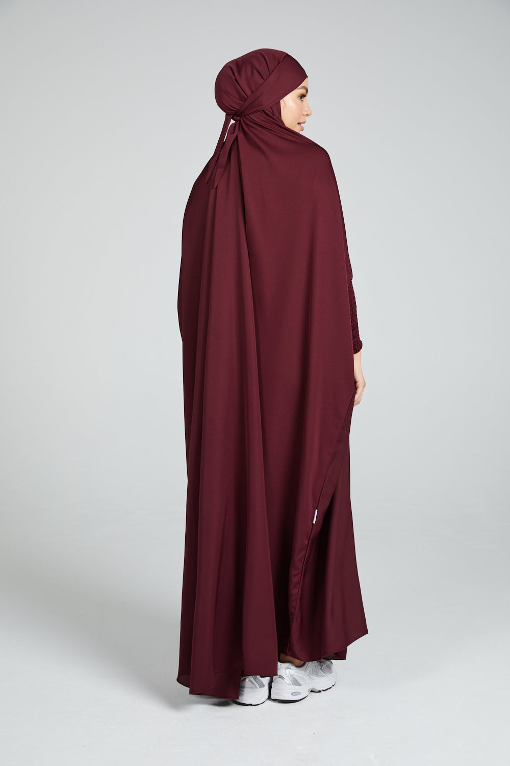 One Piece Full Length Jilbab Prayer Abaya - Deep Maroon Color Modest Islamic Dress for Women | Perfect for Daily Wear, Prayer & Special Occasions