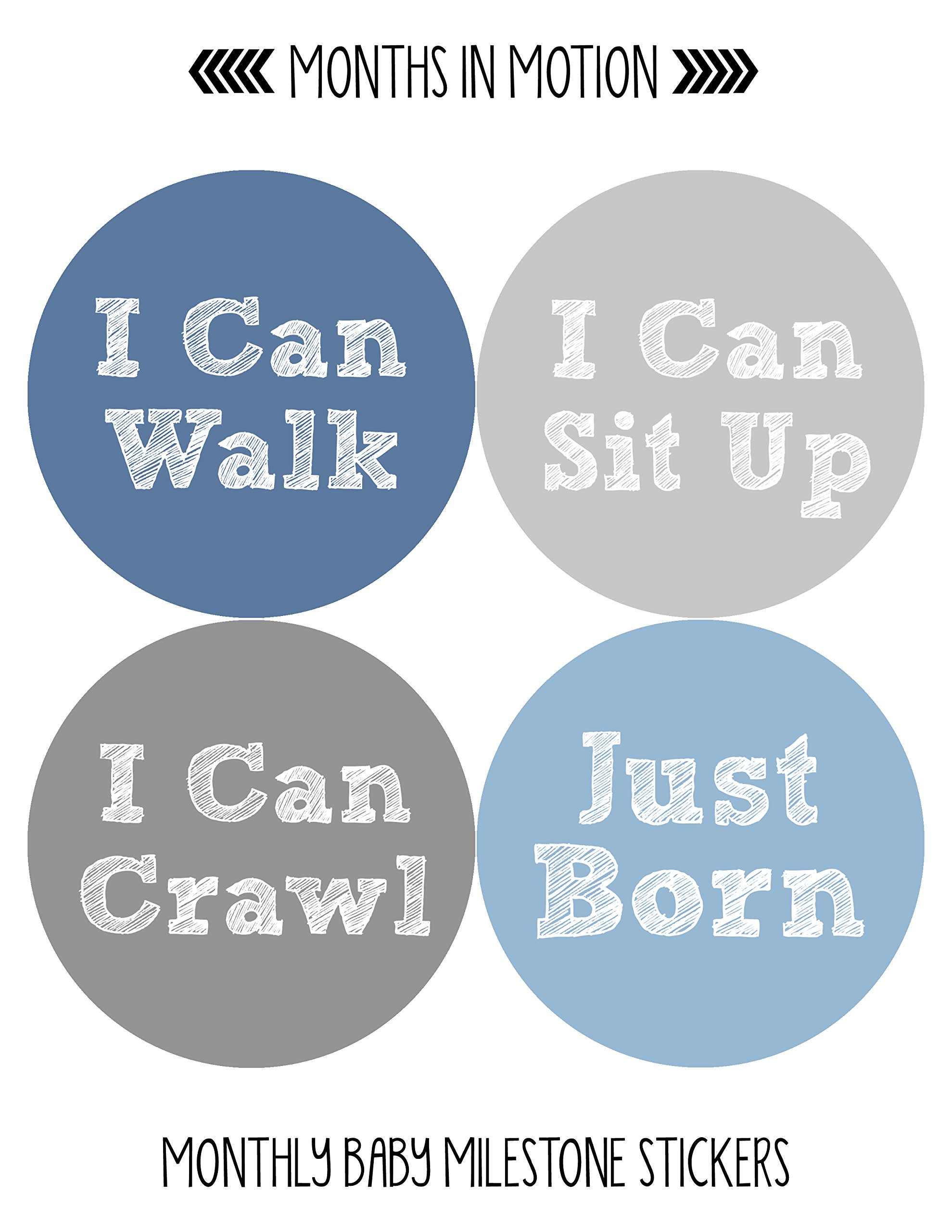 Baby Monthly Milestone Stickers for Newborn Boys - Set of 20 Adhesive Photo Props - Perfect for Capturing First Year Memories, Monthly Growth Tracking & Baby Shower Gifts