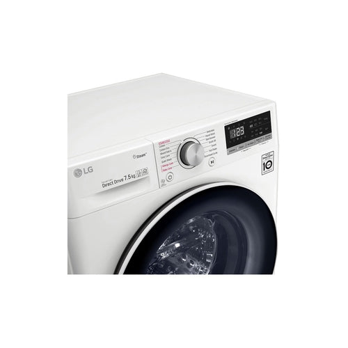 LG WV5 1275W 7.5kg Front Load Washing Machine with Steam Function - Energy Efficient, Quiet Operation for Apartments & Small Homes - Perfect for Laundry Rooms & Compact Spaces