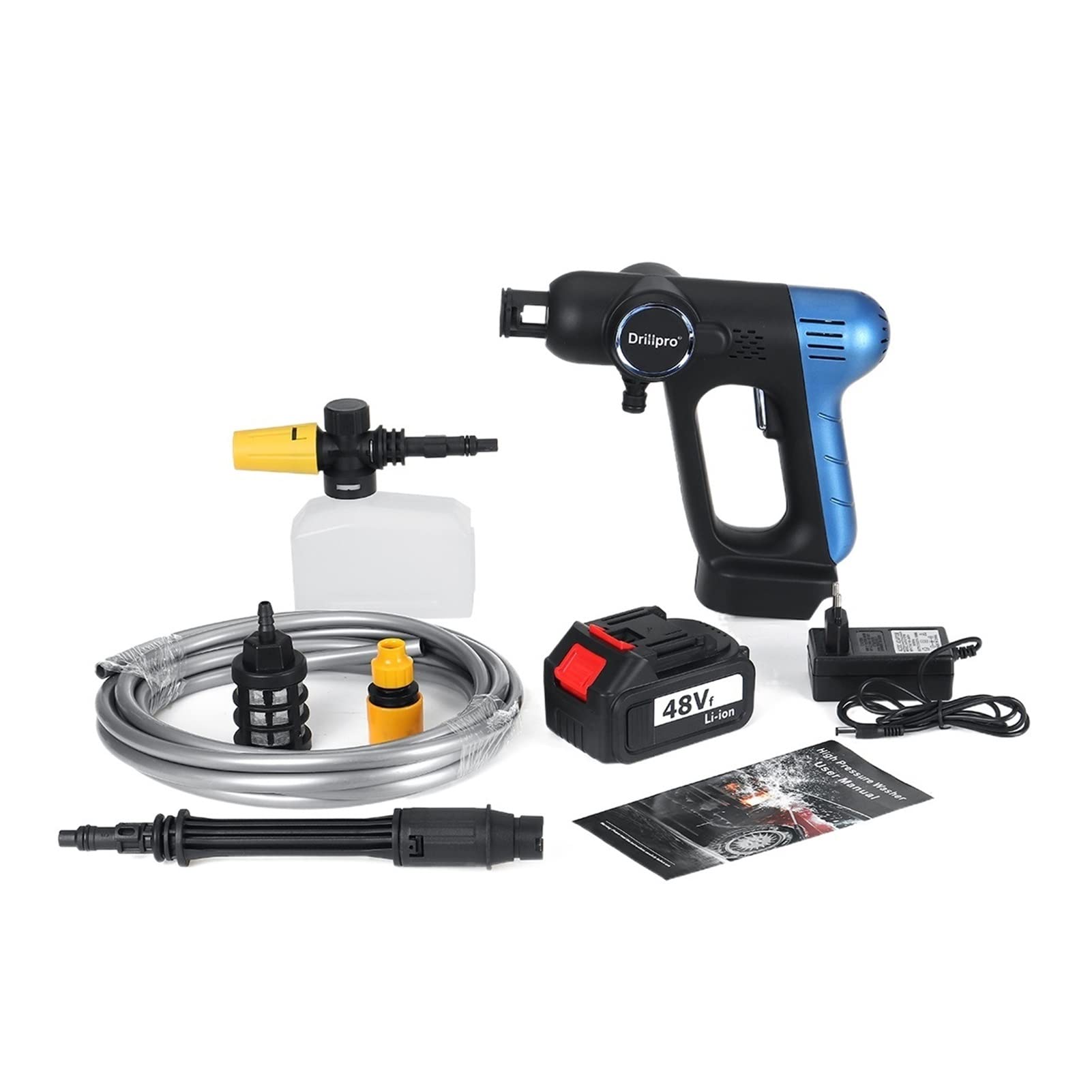 YKLL Cordless 18V High Pressure Car Washer - Portable Water Spray Gun & Cleaner Tool for Makita Battery - Ideal for Car Washing, Home Cleaning, and Outdoor Use (Set B with 1 Battery)