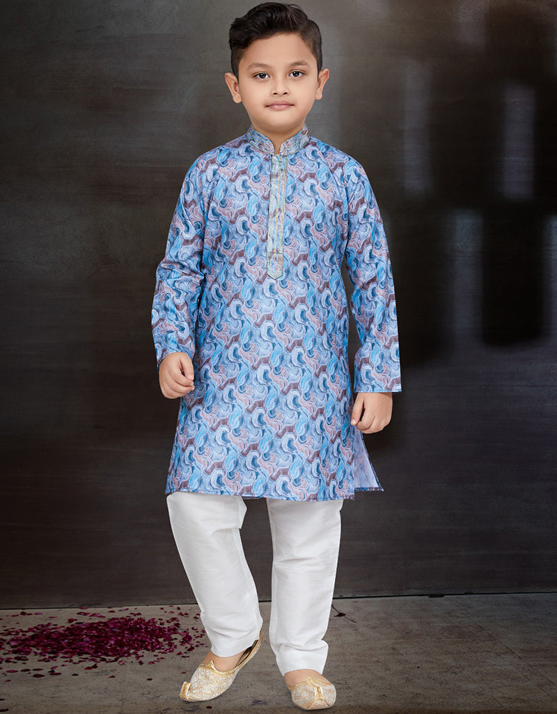 Premium Blue Cotton Kurta Pajama Set for Men - Comfortable Traditional Indian Wear for Festivals, Weddings & Casual Outings