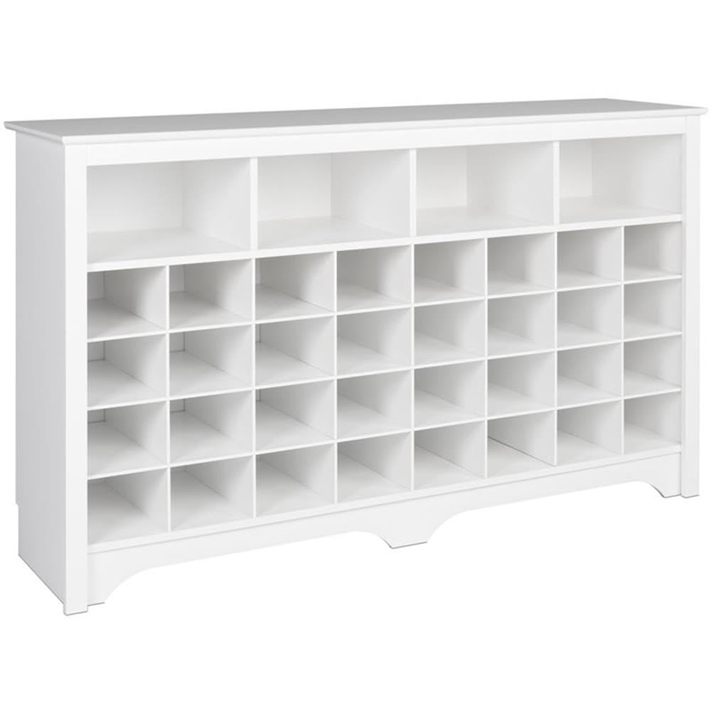 Prepac White Shoe Storage Cabinet - 32 Shoe Cubbies & 4 Large Storage Compartments (15.5