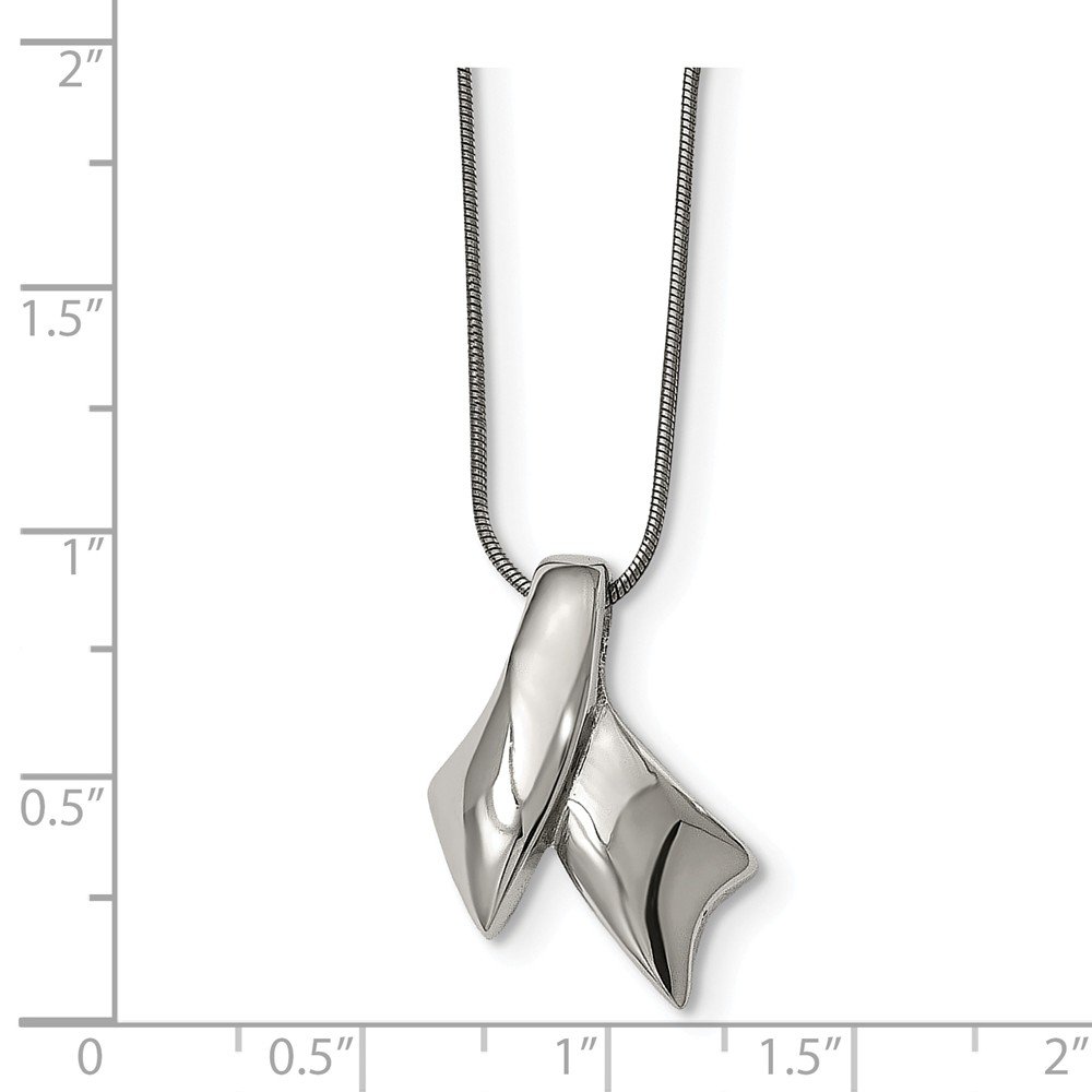Stainless Steel Awareness Ribbon Pendant Necklace - 20