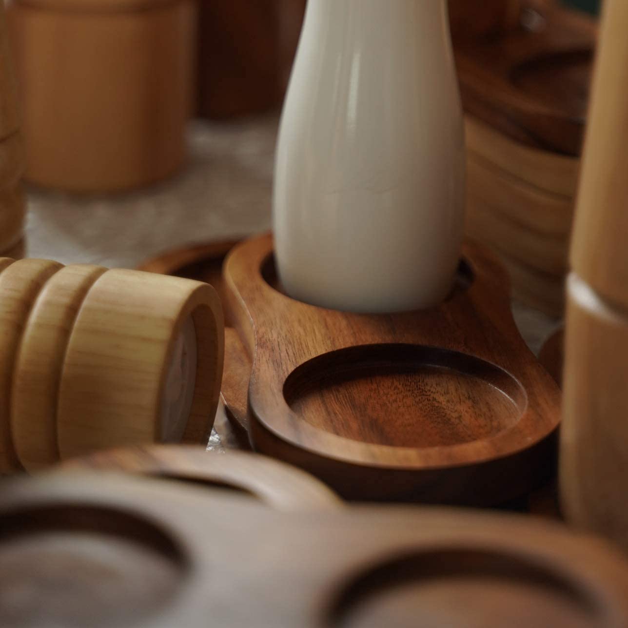Premium Acacia Wood Salt and Pepper Mill Tray - 6cm/2.36