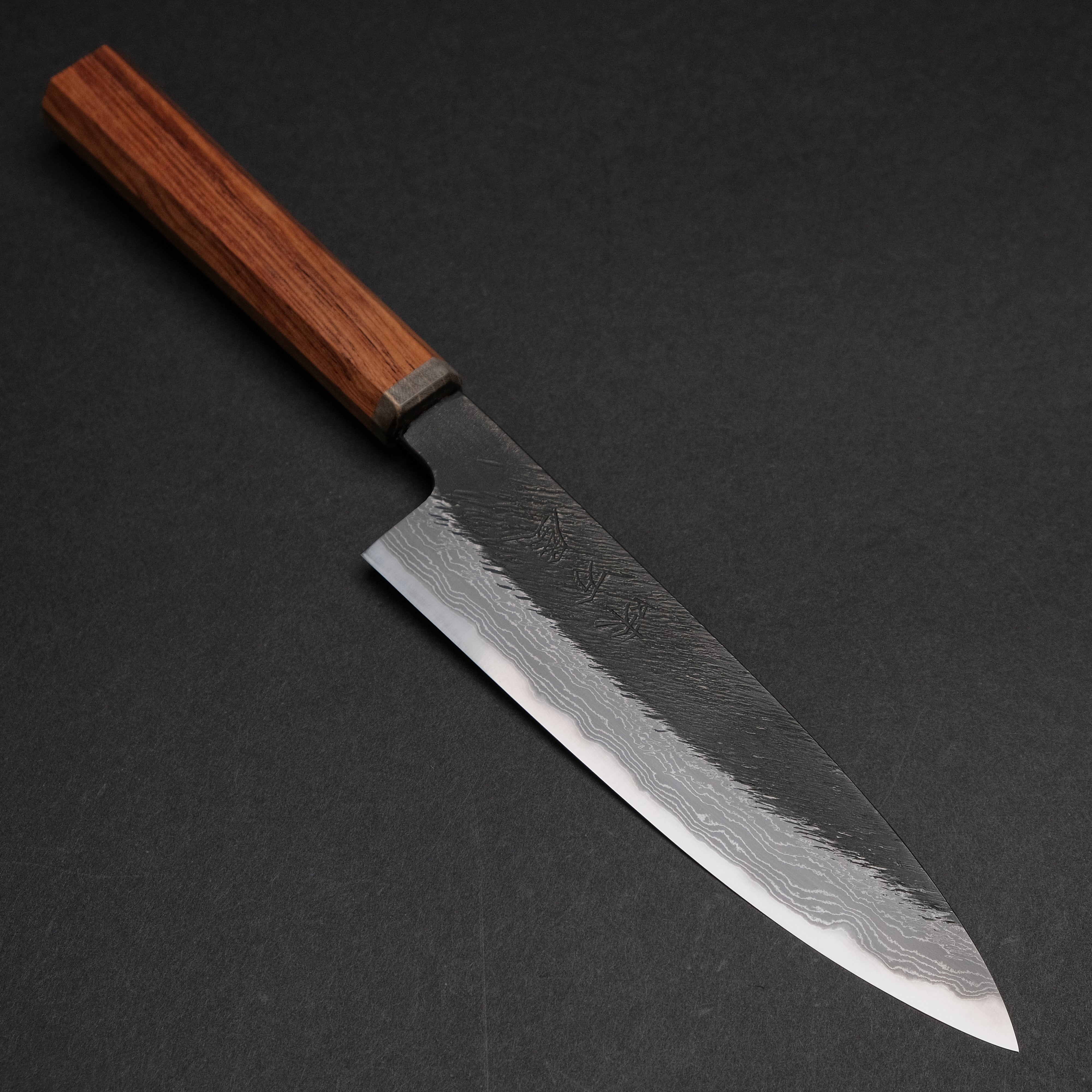 Premium Ajikataya White #2 Matsuba Damascus Petty Knife 150mm - Rosewood & Stabilized Wood Handle (#27) - Perfect for Slicing Fruits, Vegetables & Precision Kitchen Tasks