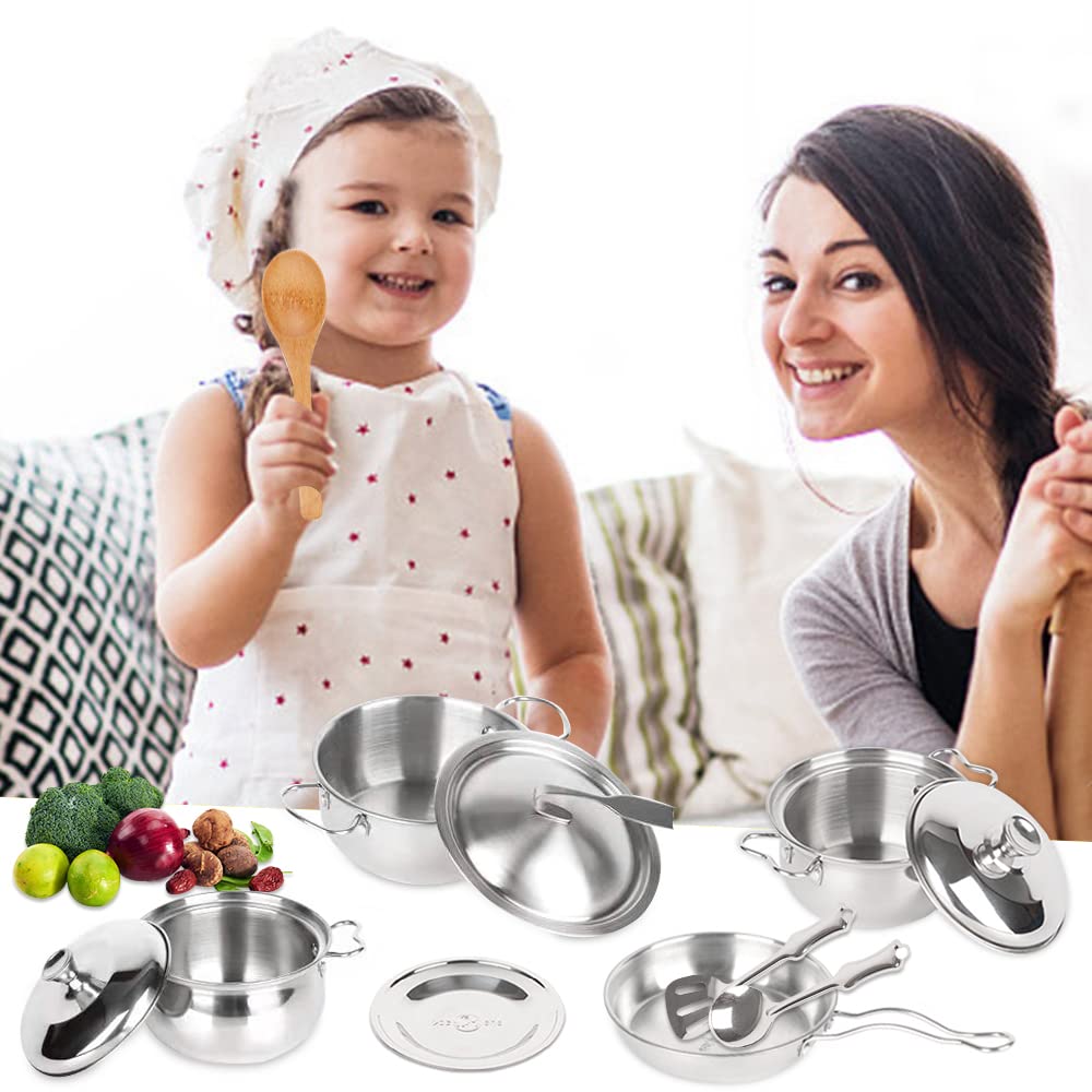 **Pretend Play Kitchen Toy Set with Stainless Steel Cookware, Pots & Pans - Realistic Cooking Utensils for Kids - Perfect for Toddlers & Preschoolers (Boys & Girls) - Ideal for Role-Playing, Birthday Gifts & Early Learning Fun**